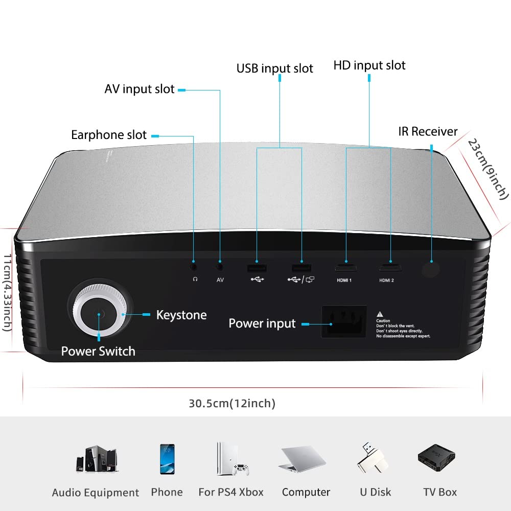 PHAVEA 550 ANSI Portable Movie Projector with Android 9.0 WiFi, 1080P HD Native Resolution, Keystone Correction, HDMI & USB - Perfect for Home Theater, Outdoor Movies, Camping, and Backyard Entertainment