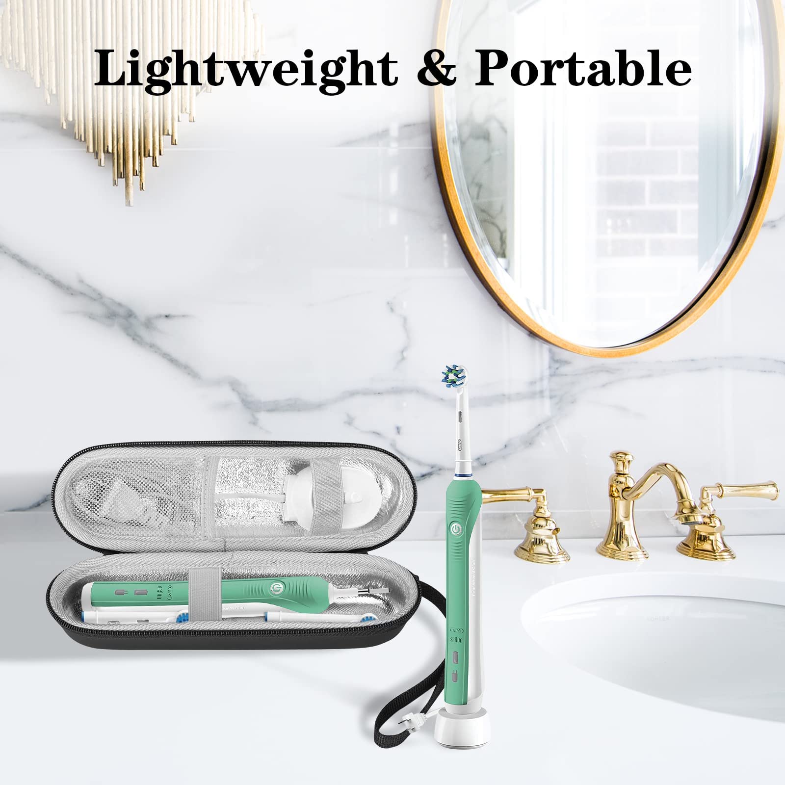 ProCase 2 Pack Waterproof Travel Toiletry Bag Set with Electric Toothbrush Holder - Perfect for Vacation, Business Trips & Gym Essentials Organization