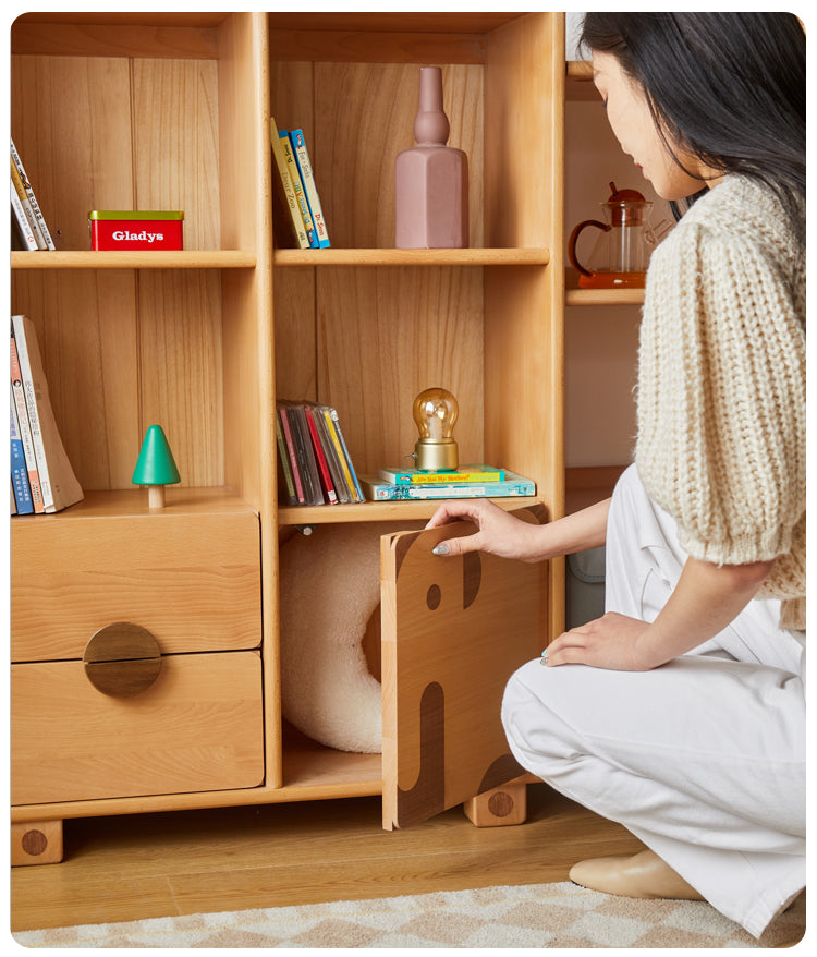 Sturdy Oak Solid Wood Multi-Layer Kids Bookcase - Durable Children's Bookshelf for Bedroom, Nursery & Playroom Organization