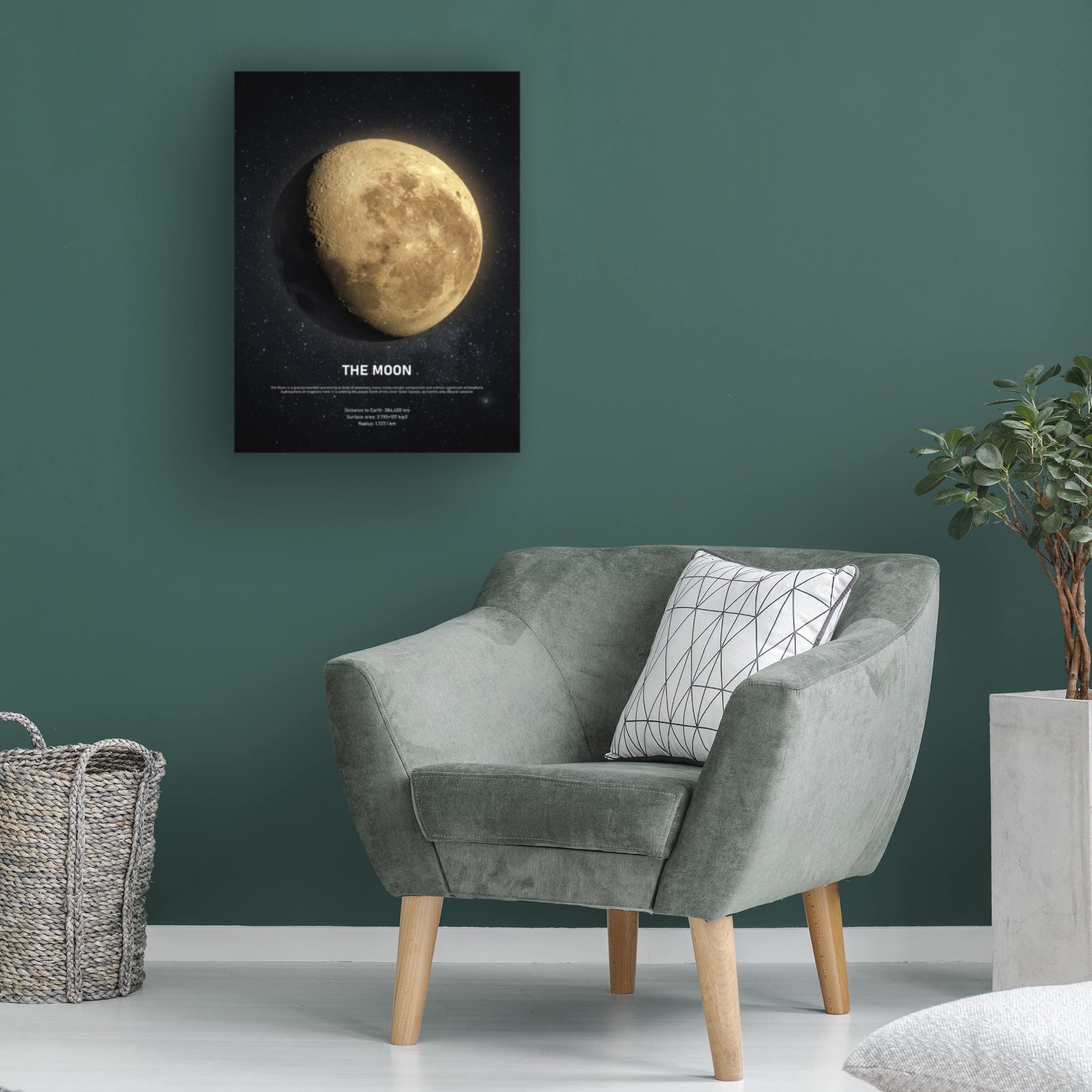 Trademark Fine Art 'The Moon' Canvas Wall Art Print by Design Fabrikken - Perfect for Living Room, Bedroom & Office Decor