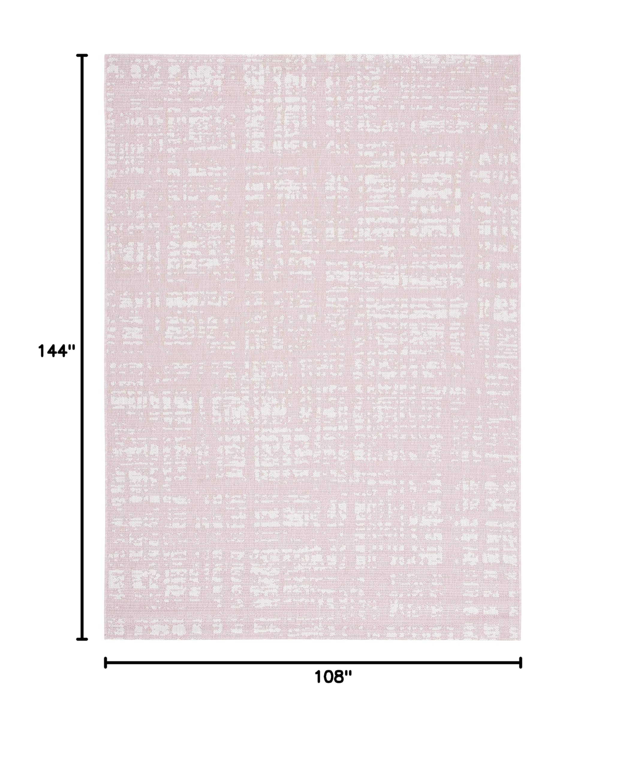 SAFAVIEH Courtyard Collection 9' x 12' Pink & Ivory Indoor Outdoor Rug - Waterproof, Easy Clean, Non-Slip - Perfect for Patio, Backyard, Mudroom, Deck & Poolside (CY8451)