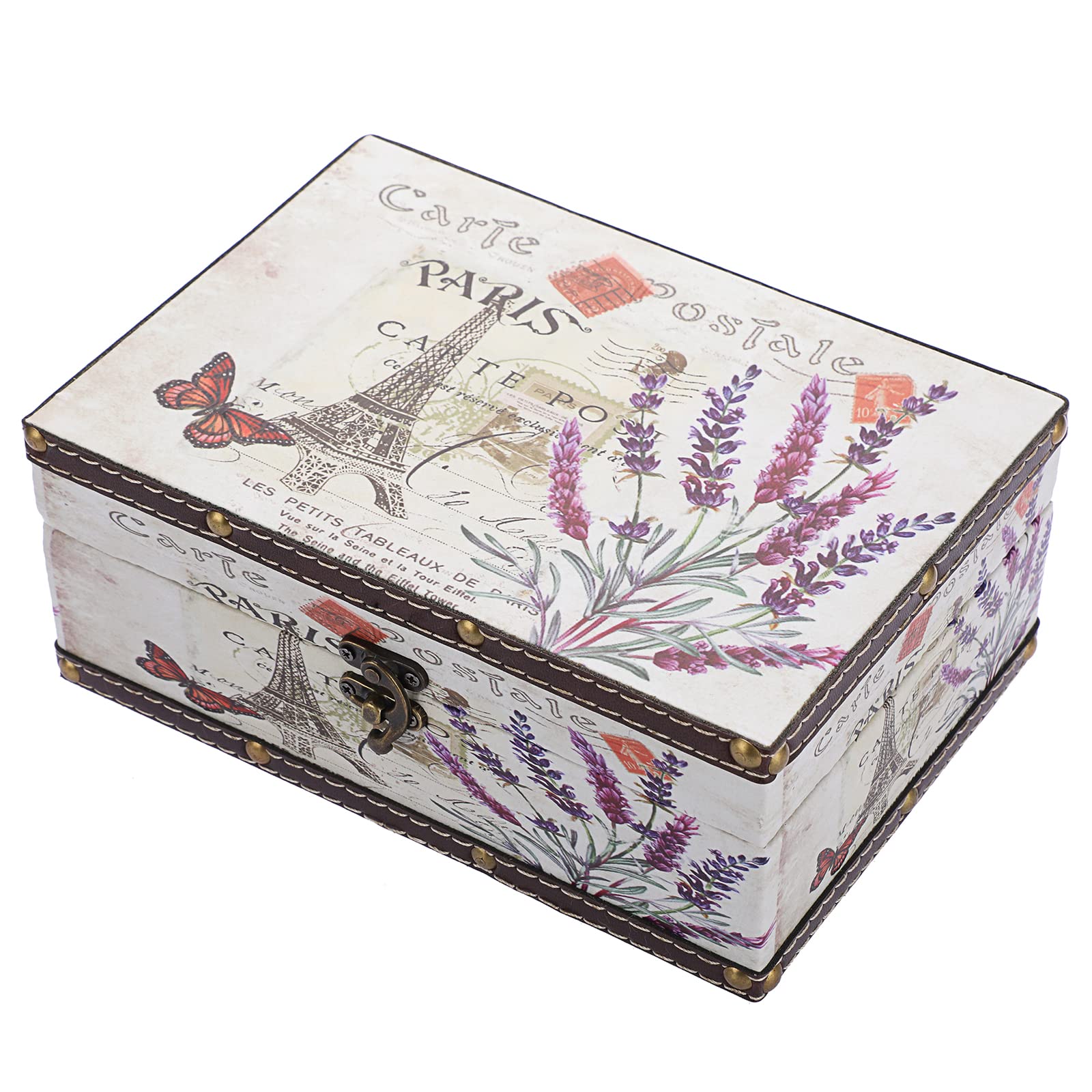 Vintage Wooden & PU Leather Decorative Jewelry Box - Handcrafted Treasure Chest for Jewelry, Keepsakes & Mementos - Perfect Gift for Women, Girls & Home Decor (Lavender) | Ideal for Bedroom Vanity, Dresser Storage & Wedding Ring Box