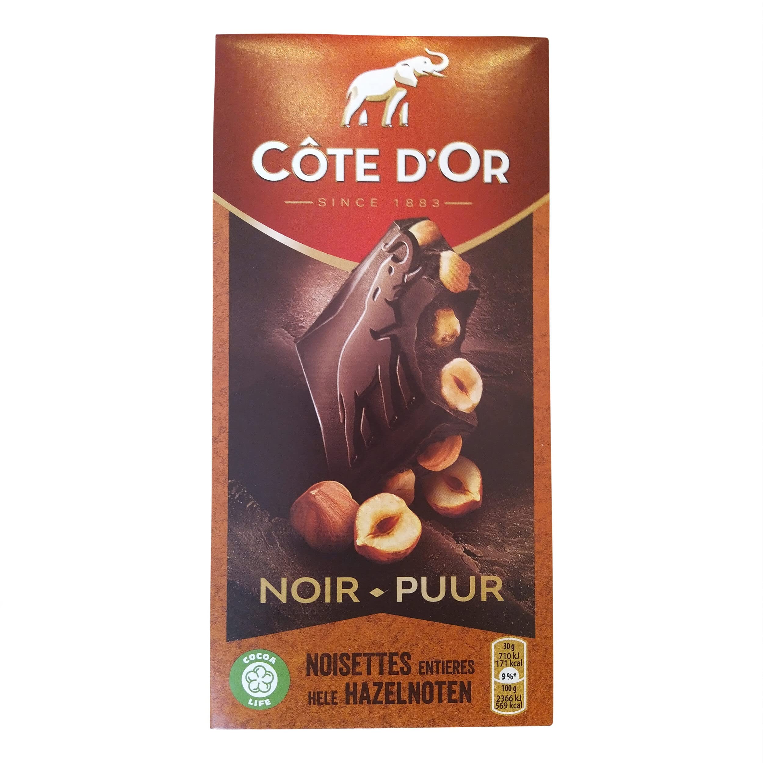 Premium Cote d'Or Dark Chocolate with Hazelnuts - 6.34oz Belgian Chocolate Bar | Rich & Creamy Belgian Dark Chocolate | Perfect for Gifts, Desserts & Gourmet Snacking