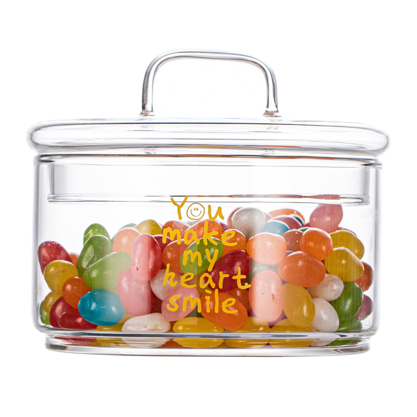 Glass Candy Dish with Lid - Decorative Covered Candy Bowl & Cookie Jar, Clear Salad Buffet Storage Container for Home, Kitchen, Coffee Table, Office - Perfect for Parties, Weddings & Gifting