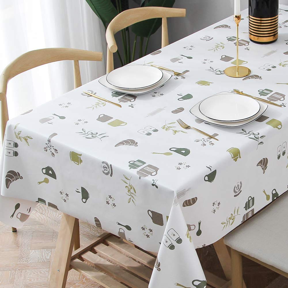 Durable Heavy-Duty Vinyl Tablecloth for Kitchen & Dining - Waterproof Wipeable PVC Table Cover for Rectangle Tables (54x54 Inches) - Perfect for Parties, BBQs, and Everyday Use