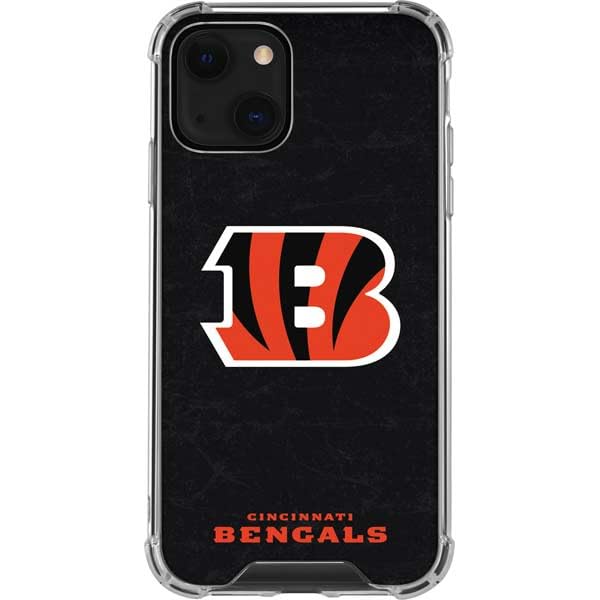Official NFL Cincinnati Bengals Distressed Design Clear Phone Case for iPhone 13 - Durable Protective Cover - Perfect for Football Fans & Game Day Accessories