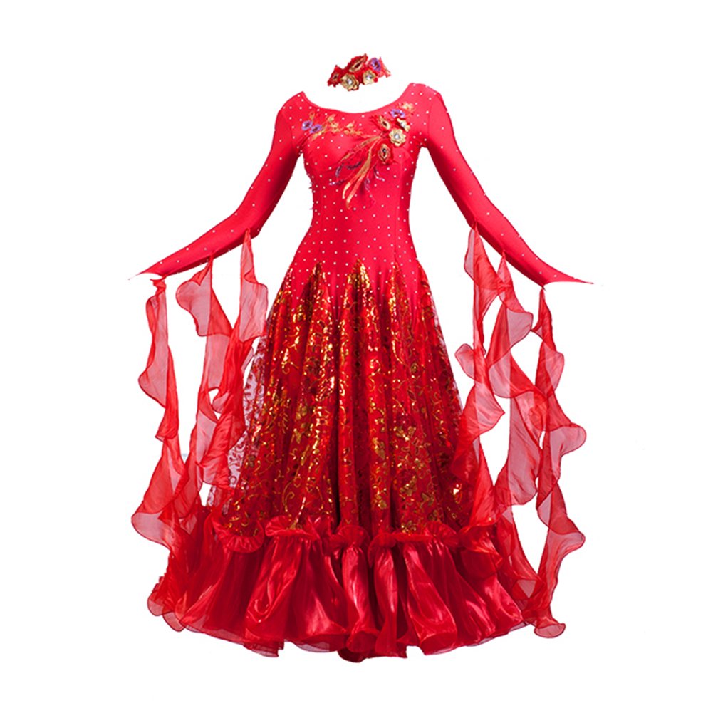 Elegant Women's Ballroom Dance Dress with Sequins - Modern Waltz & Foxtrot Competition Gown - Standard Ballroom Dancewear for Performances & Social Events