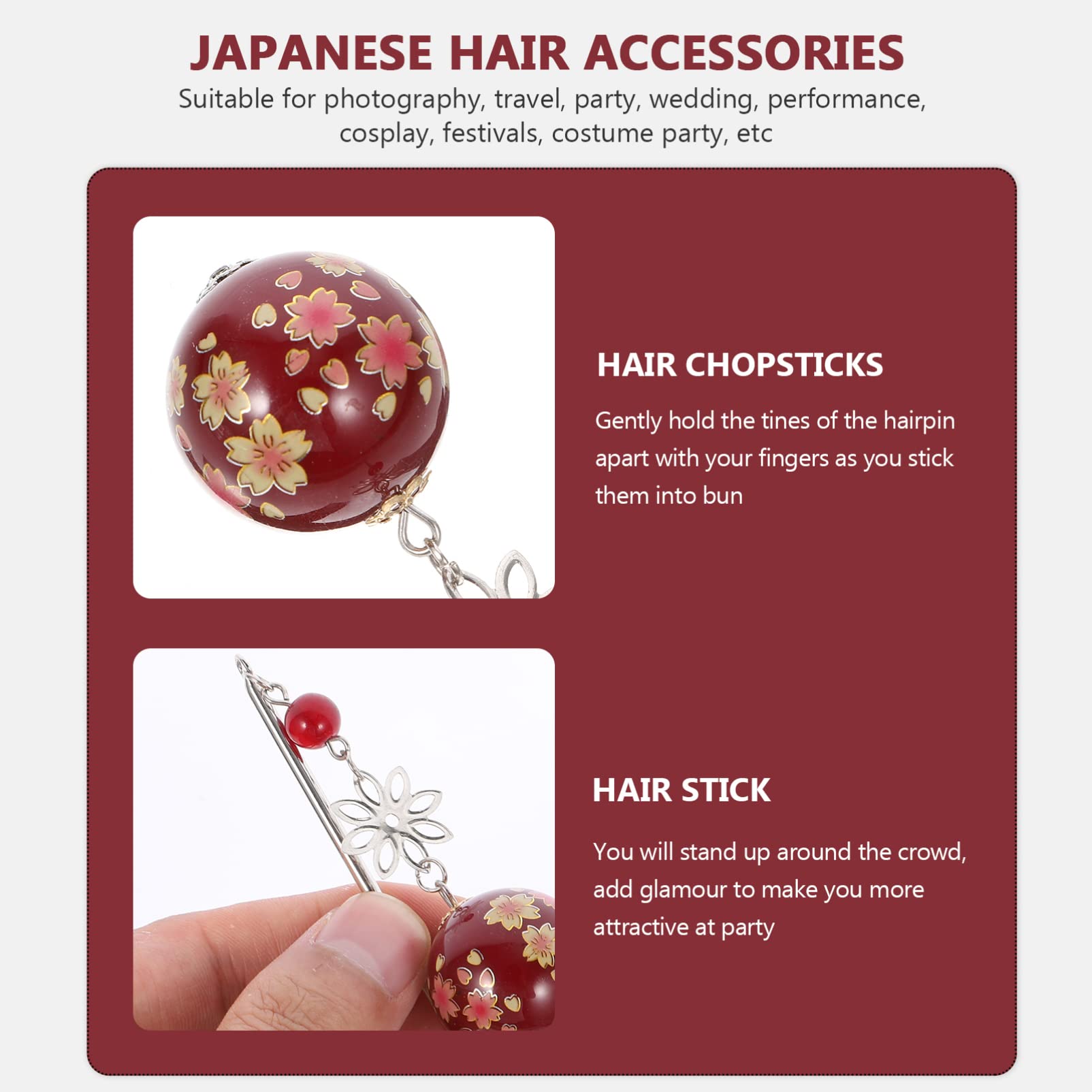 Cherry Blossom Hair Stick - Japanese Hair Chopsticks for Women, Hair Fork & Accessories - Perfect for Updos, Buns & Special Occasions