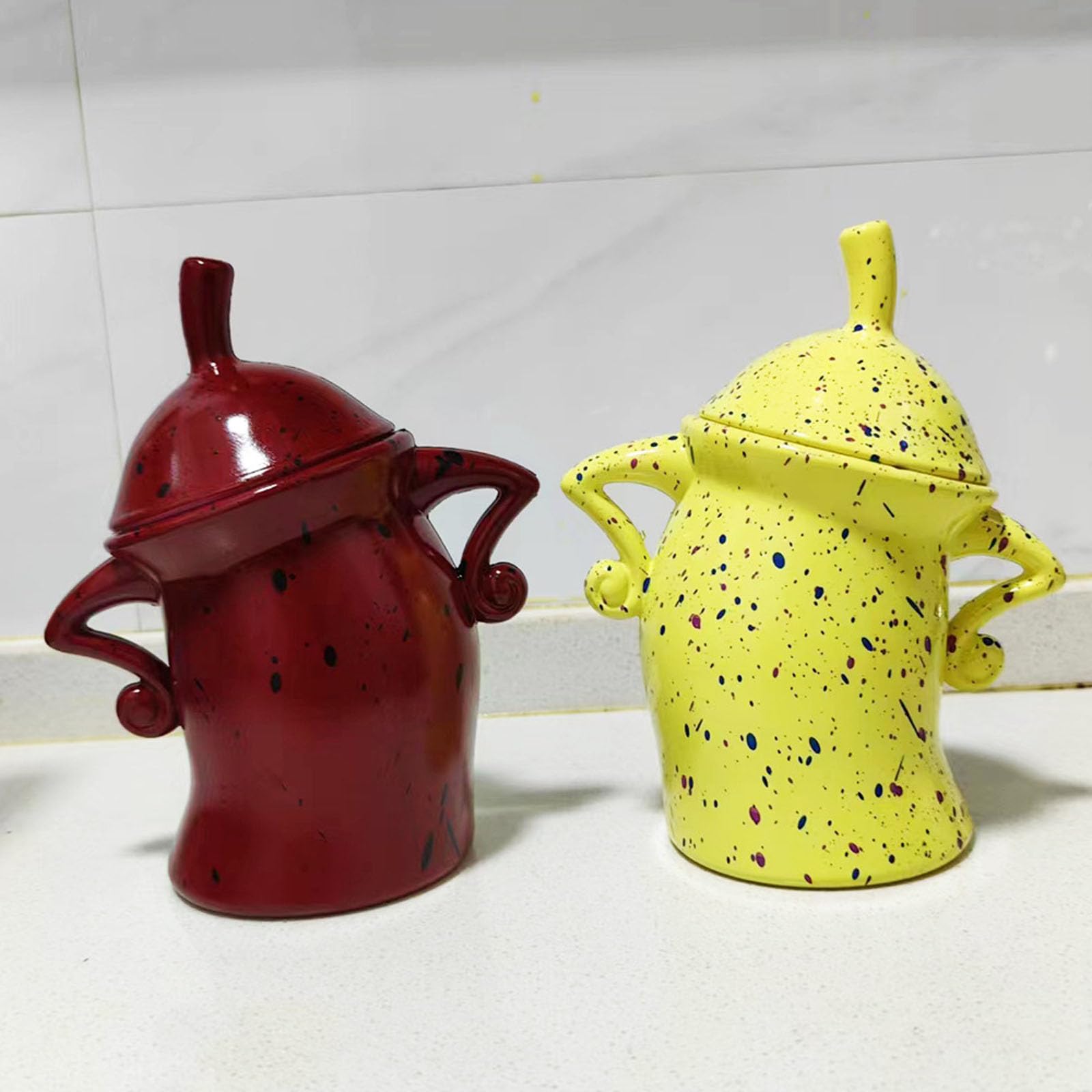 Stylish Sassy Hands on Hips Teapot & Canister Set - Drop Resistant Kitchen Organizer for Tea, Coffee & Sugar Storage - Perfect for Home Decor, Gift Giving & Coffee Shops (Style C)