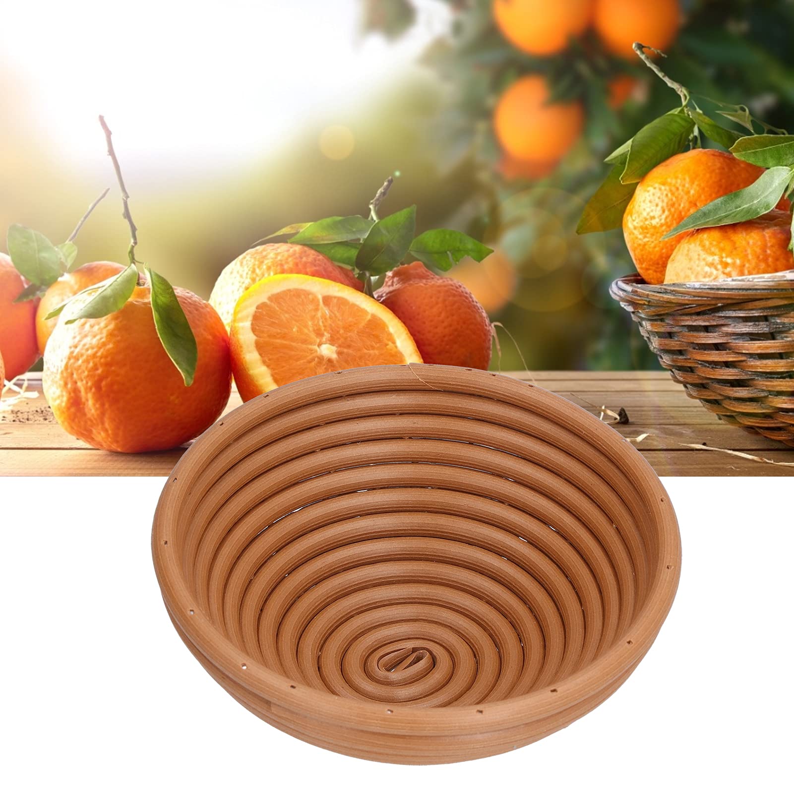 WNSC Plastic Bread Fermentation Basket - Durable Proofing Basket for Home Baking, Safe & Practical Gift for Bakers (Yellow Brown Round 16X6CM) - Perfect for Sourdough, Artisan Bread Making & DIY Bakery Gifts