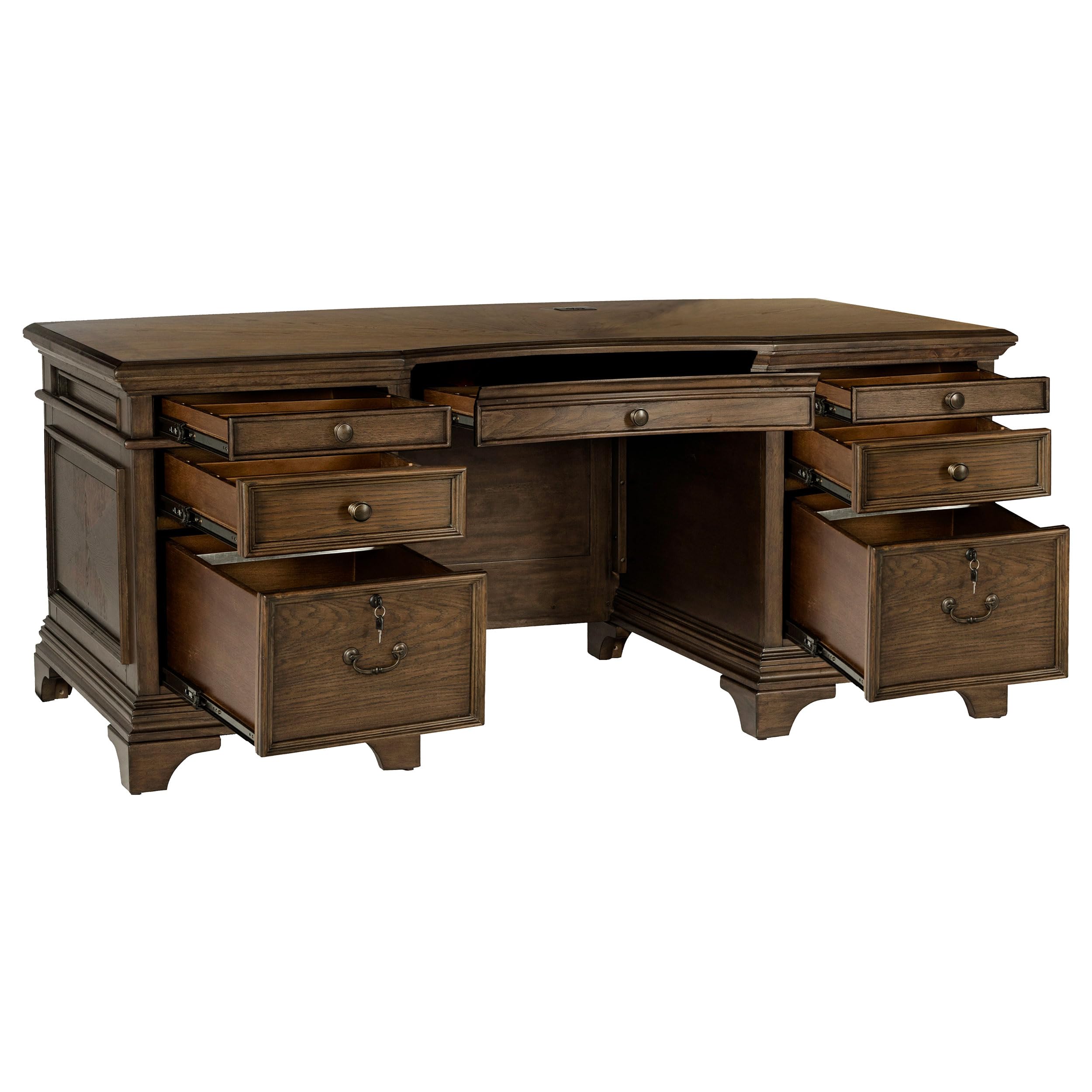 Coaster Furniture Hartshill File Cabinets - Burnished Oak Executive Desk with File Storage, 881281 - Perfect for Home Office & Workspace Organization