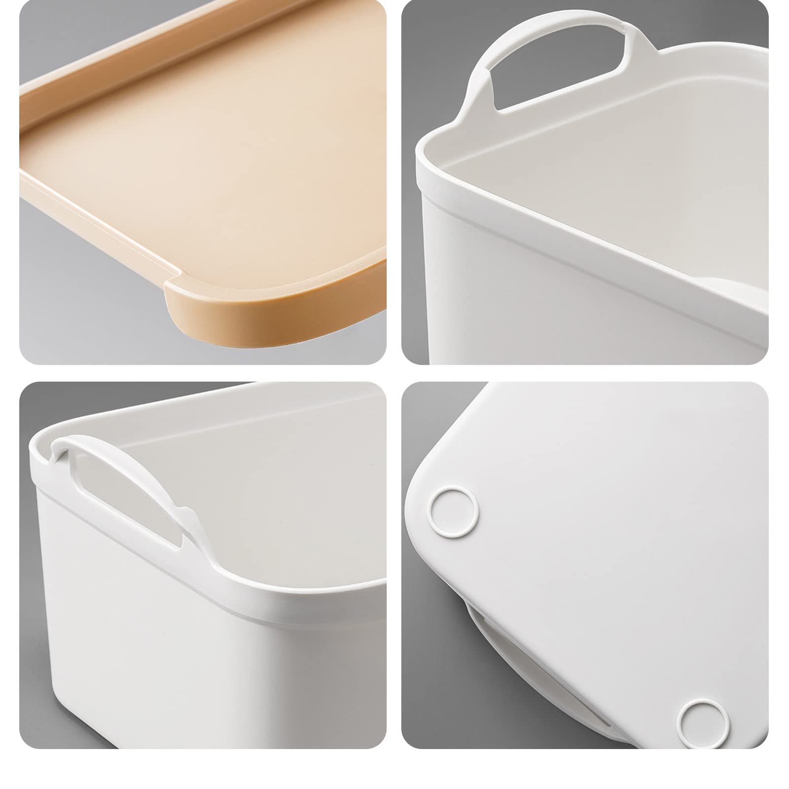 ANMINY 8-Piece Plastic Storage Bins with Lids - Large White Organizing Containers for Home & Office - Stackable Storage Boxes for Closet, Shelves, Drawers & Desktop (Wheat Lids) - Perfect for Pantry, Bathroom & Kids Room Organization