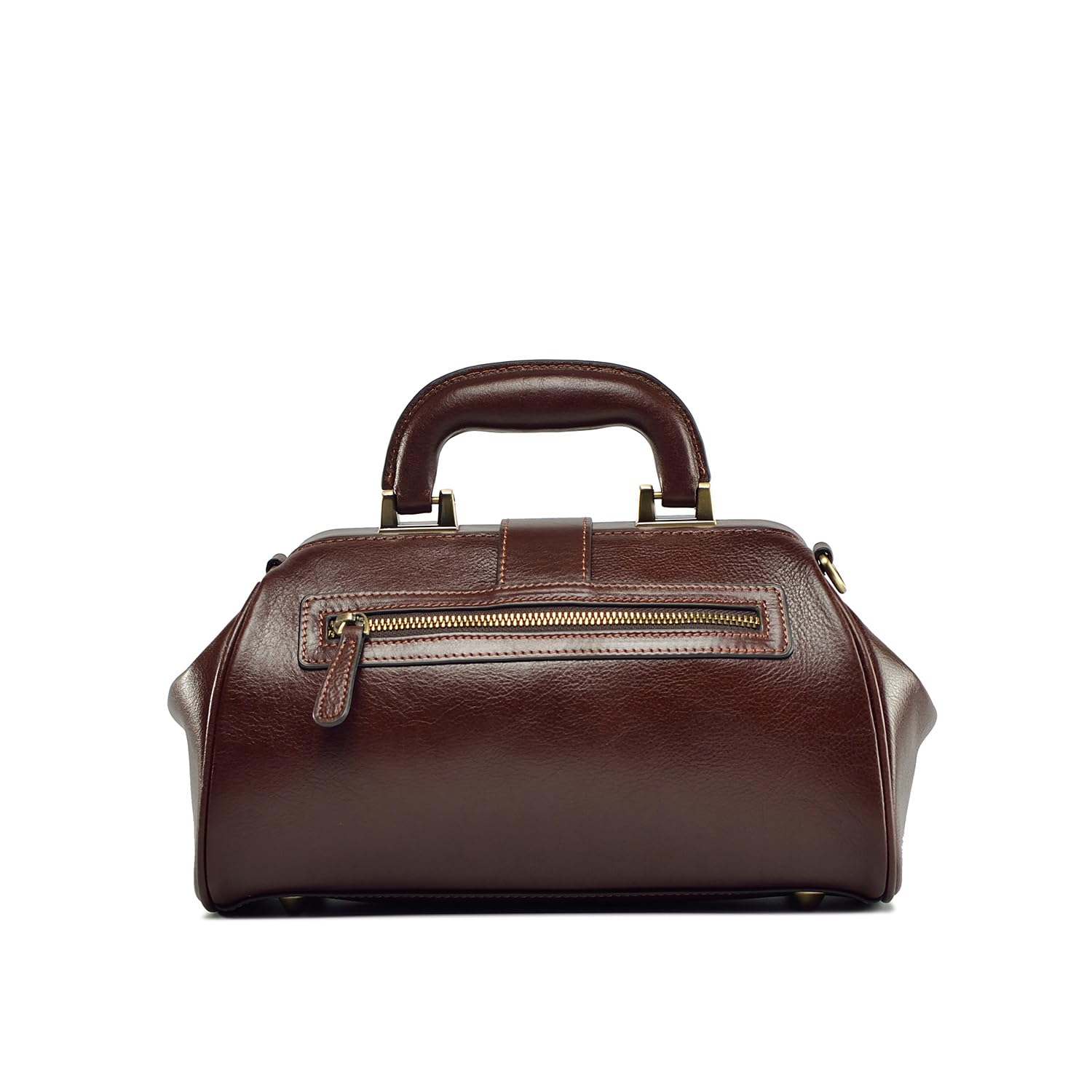 Genuine Leather Women's Shoulder Bag - Retro Doctor Style Handmade Cowhide Buckle Purse for Work, Travel & Everyday Use