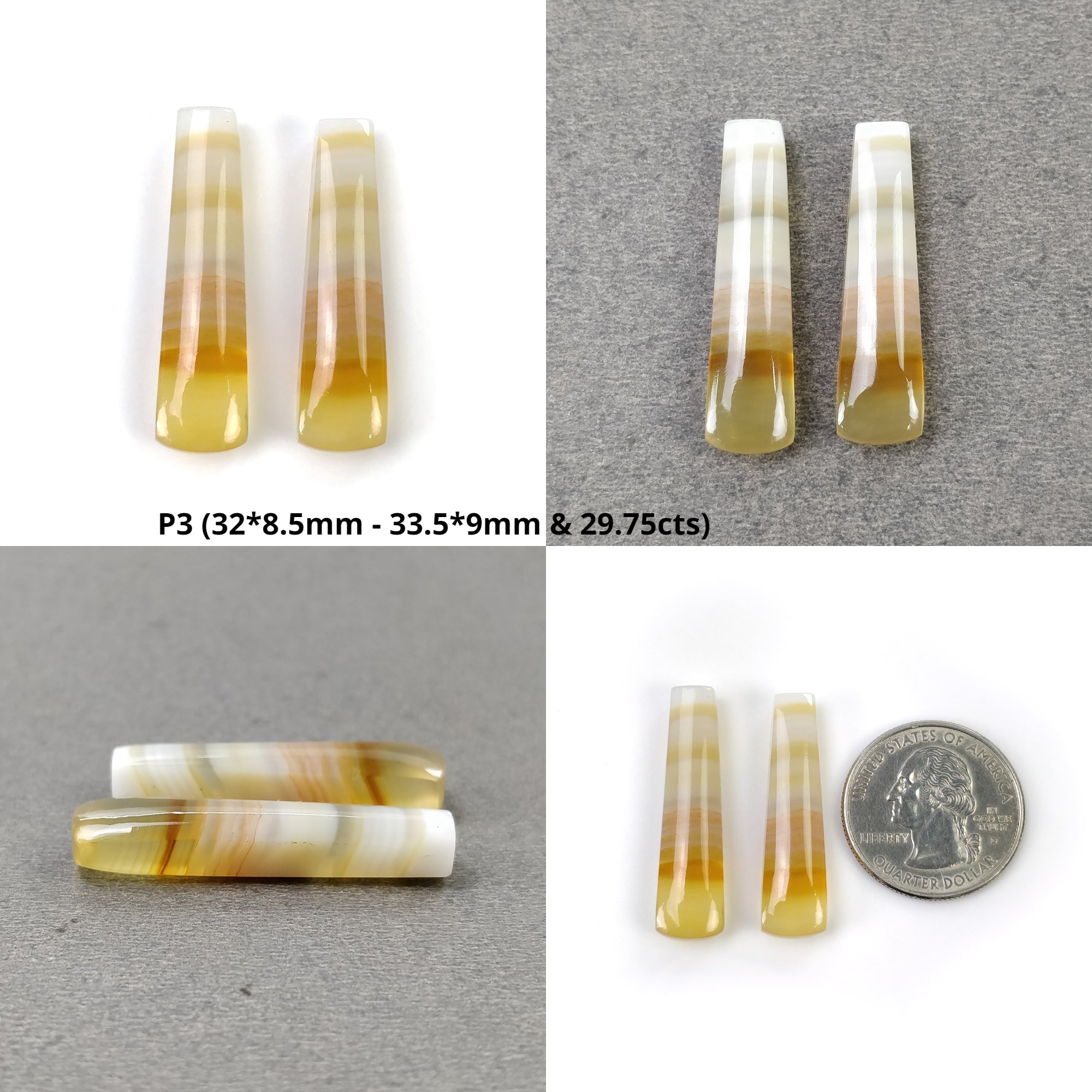 Natural Botswana Agate Gemstone Cabochon - Untreated Bi-Color Agate Pendant Stone, 2pcs - Handmade Jewelry Making Supplies for Necklaces, Rings & DIY Crafts
