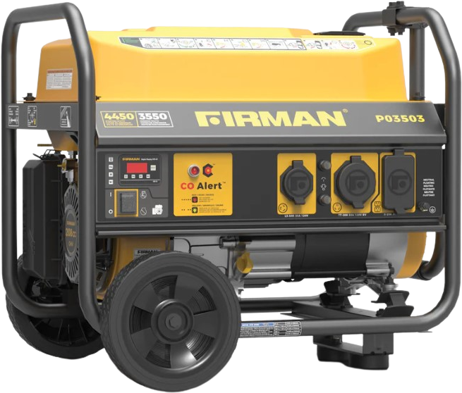 Firman P03503 3550W/4450W Portable Generator with CO Alert & 30 Amp Recoil Start - Ideal for Home Backup, Camping & Outdoor Power Needs