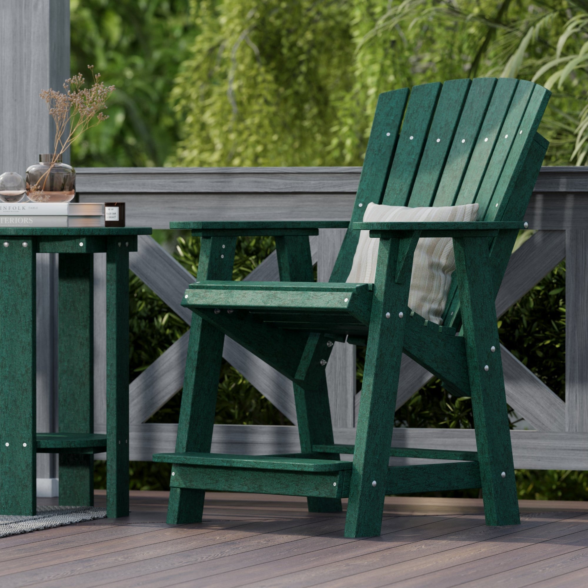 Premium Heritage High Adirondack Chair - Solid Wood Outdoor Patio Furniture for Garden, Deck, Poolside & Backyard Relaxation