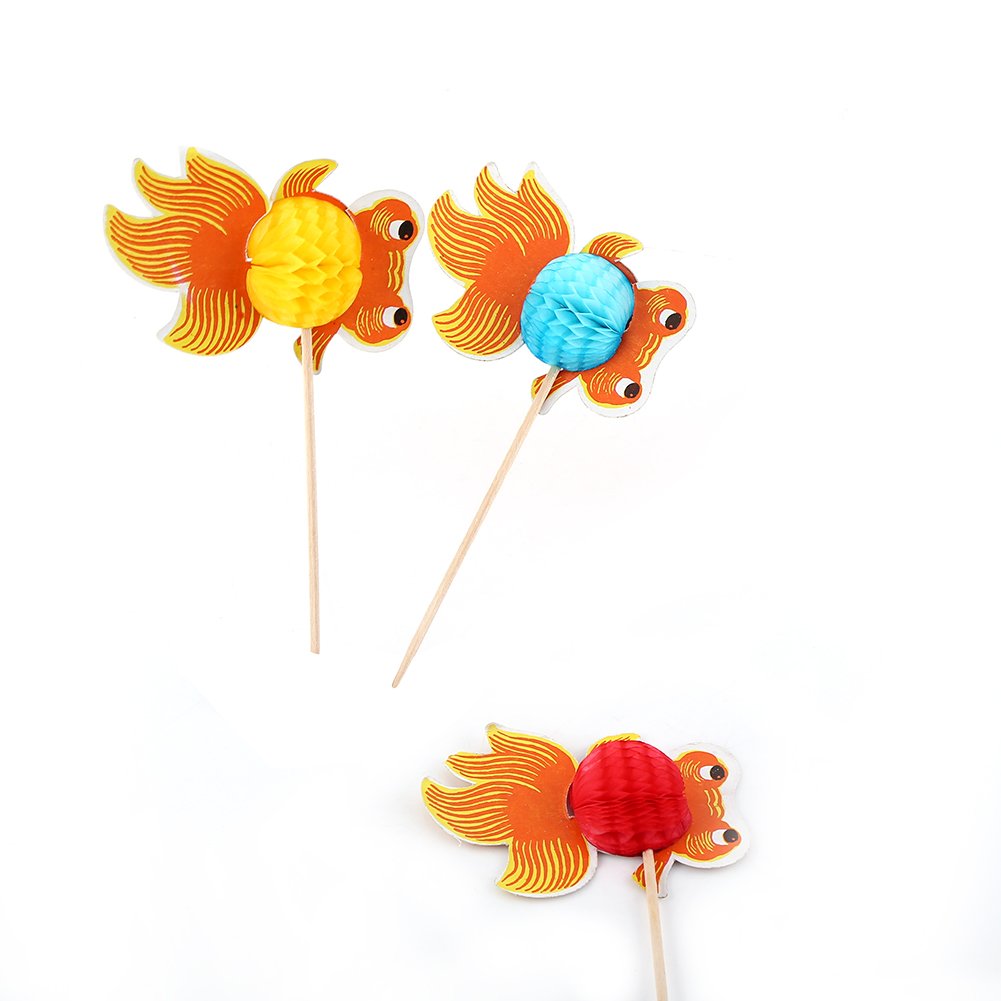 50 Pack Goldfish Cocktail Sticks - Elegant Peacock Umbrella Picks for Beverage, Fruit Cake, Party Decorations - Perfect for Cocktail Parties, Dessert Garnish & Wedding Receptions