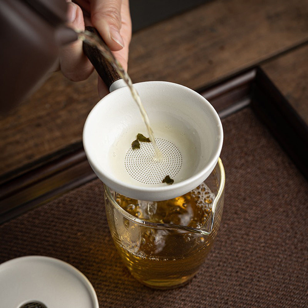 Premium Ceramic Tea Strainer with Coaster - Fine Mesh Infuser for Loose Leaf Tea - Perfect for Home, Office, and Tea Party Use