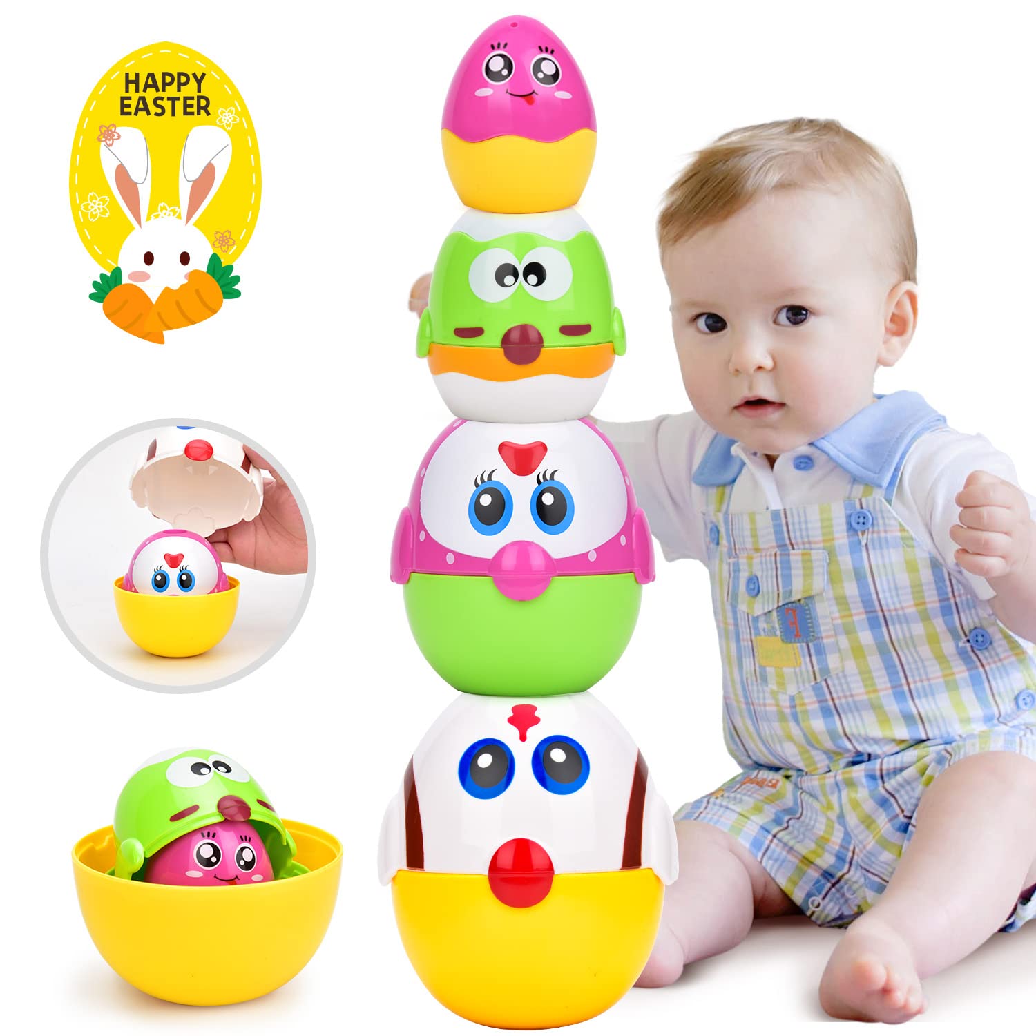 Colorful Stacking Easter Eggs Toy Set - Educational Sorting & Matching Game for Toddlers Ages 18 Months to 3 Years - Perfect Easter Basket Stuffers for Boys and Girls - Fun Learning Toys for Preschool Classroom & Home Playtime