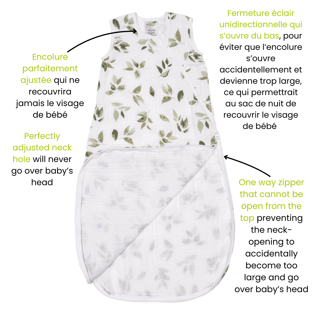 Organic Cotton Muslin Sleep Sack for Babies - Lightweight 0.7 TOG - Perfect for Nursery, Daycare & Travel