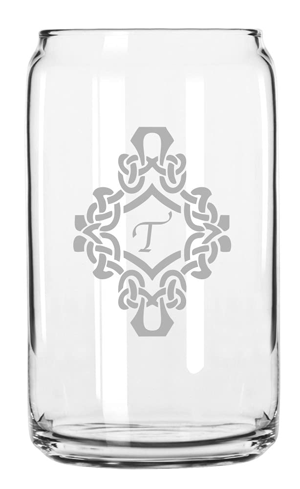 Personalized Monogram Etched 16oz Beer Glass - Custom Barware for Gifts & Parties