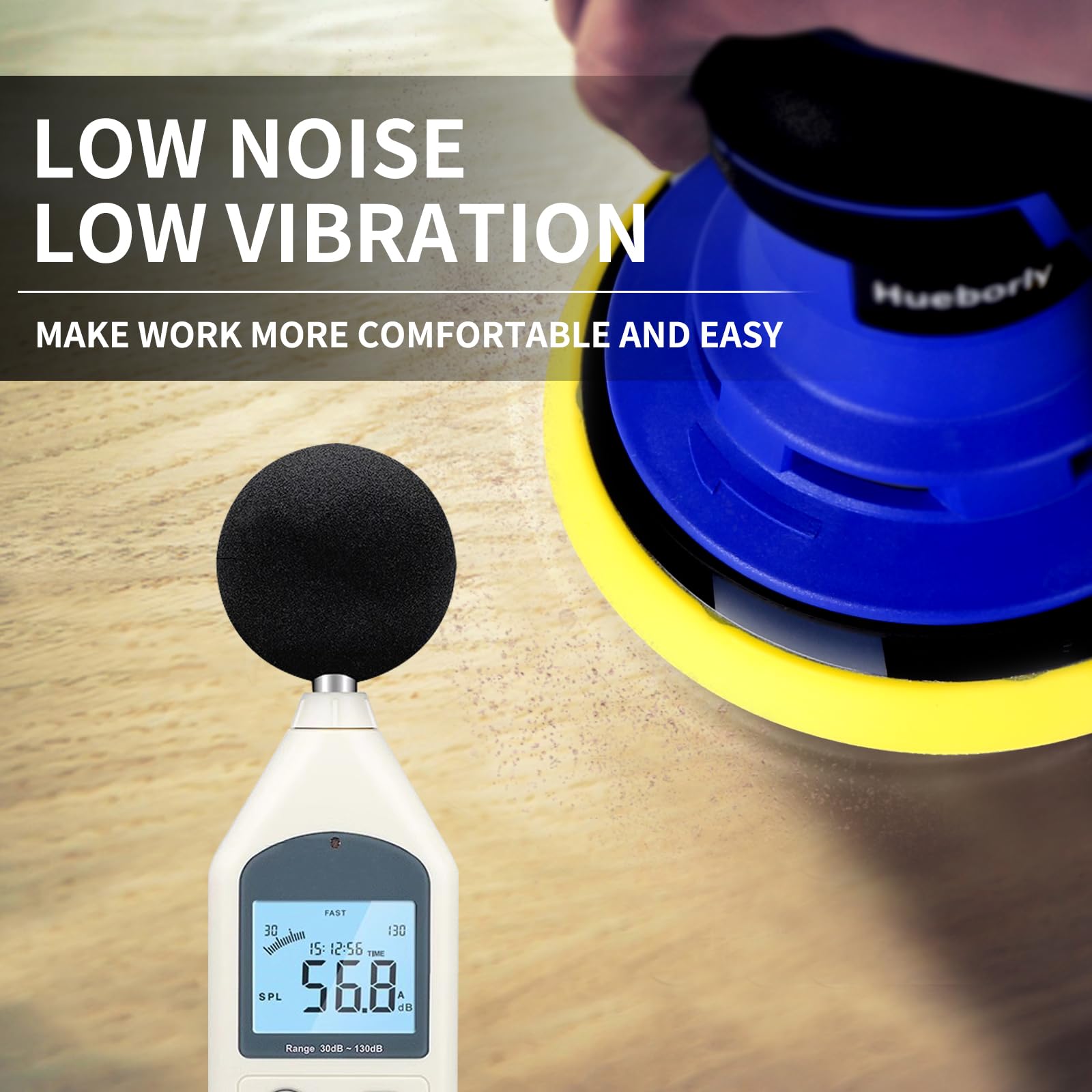Brushless Electric Random Orbital Sander - 350W Powerful 6-Inch Polisher with 10000 RPM Variable Speed for Wood Sanding, Wall Smoothing, Rust Removal & Car Detailing - Perfect for DIY Projects & Professional Woodworking (Blue)