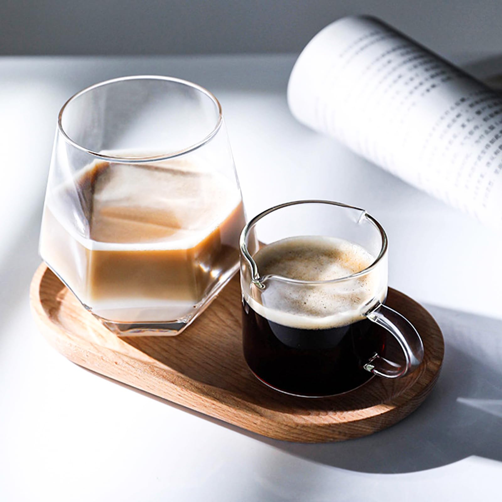 1pc 4OZ Espresso Shot Glass with Handle - Double Spout Coffee Cup for Espresso & Mini Milk - Durable Glass Coffee Accessories - Perfect for Home Barista, Coffee Shops & Gifts