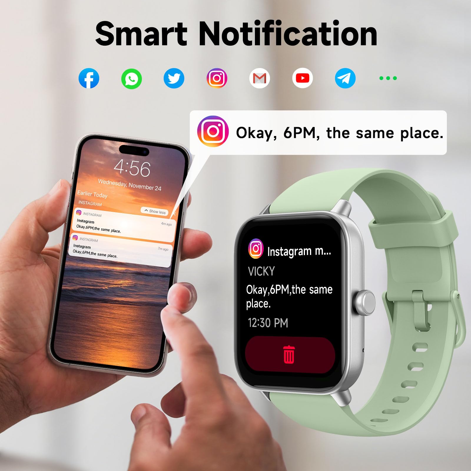 Smart Watch for Men & Women with Alexa Built-in, 1.8
