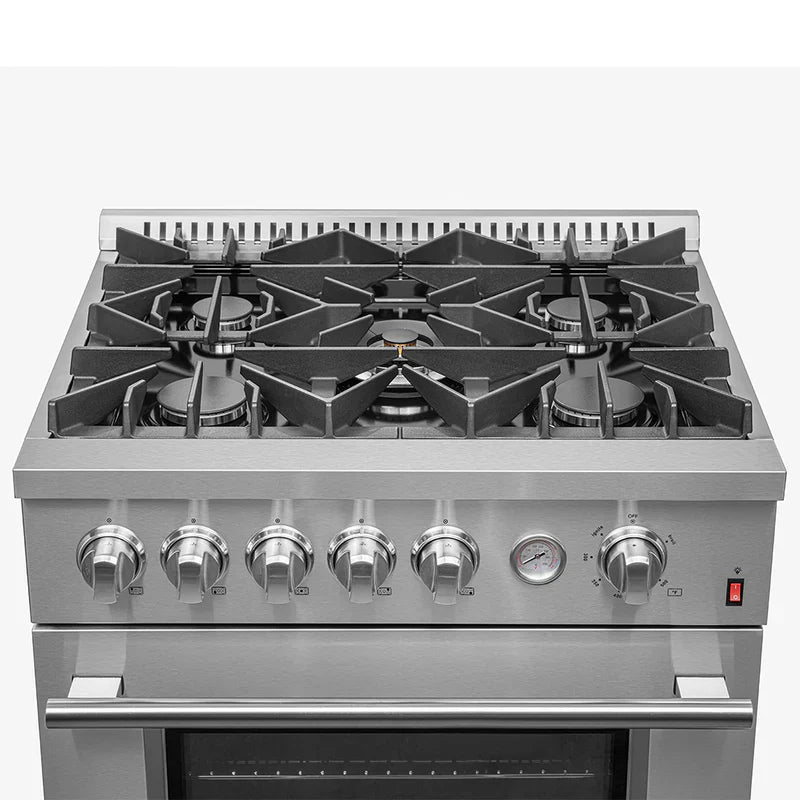 **Forno Giovanni 30 Inch Stainless Steel Gas Range - 5 Burner Convection Oven with Temperature Gauge (Model FFSGS6274) - Perfect for Home Kitchens & Professional Chefs**