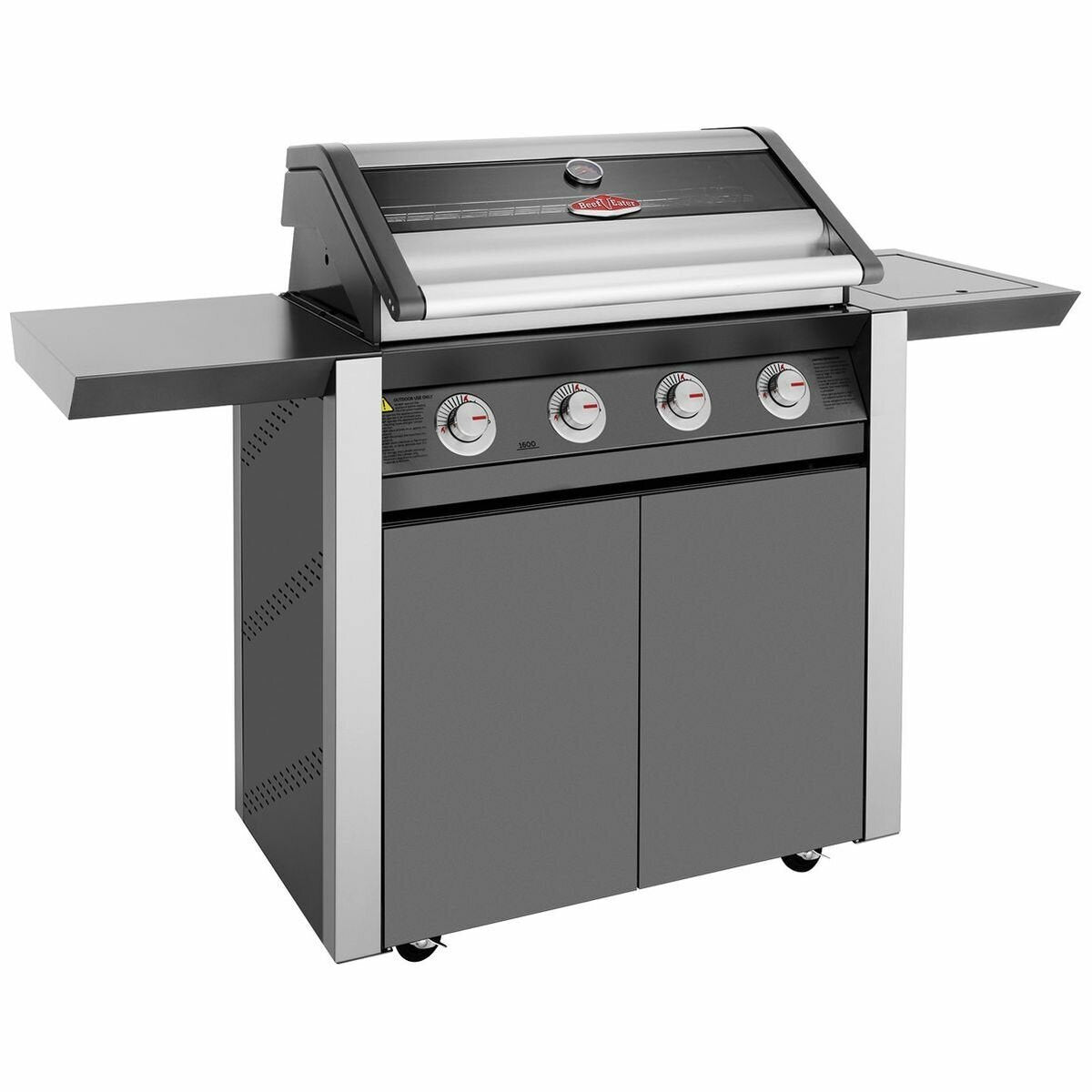 Beefeater 1600 Series 4-Burner Dark Charcoal BBQ Grill with Side Burner & Rolling Trolley - BMG1641DA | Perfect for Backyard Grilling, Outdoor Parties & Family Gatherings