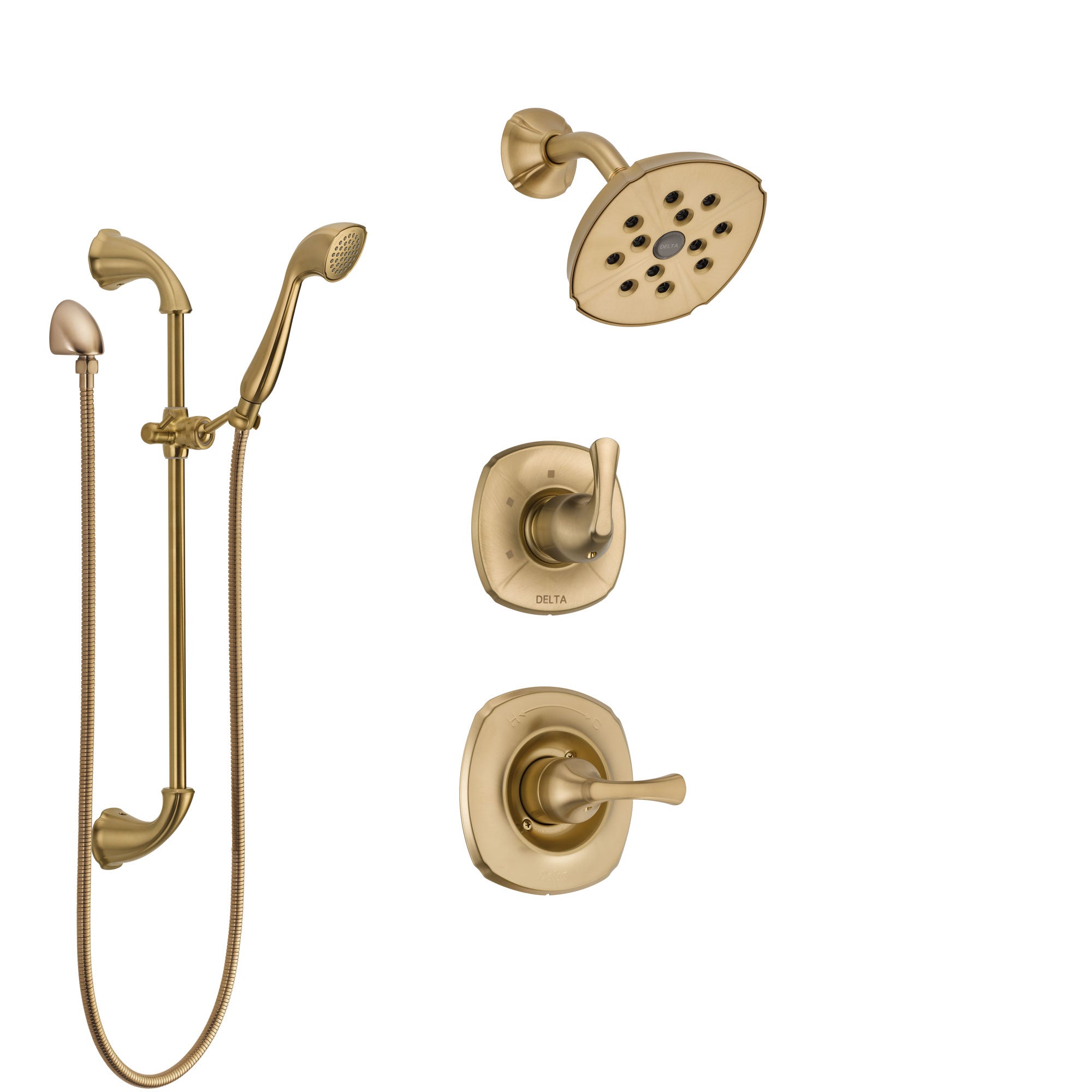 Delta Addison Champagne Bronze Shower System with Control Handle, 3-Setting Diverter, Showerhead & Hand Shower with Slide Bar SS14292CZ3 - Perfect for Modern Bathroom Renovations and Spa-Like Shower Experiences