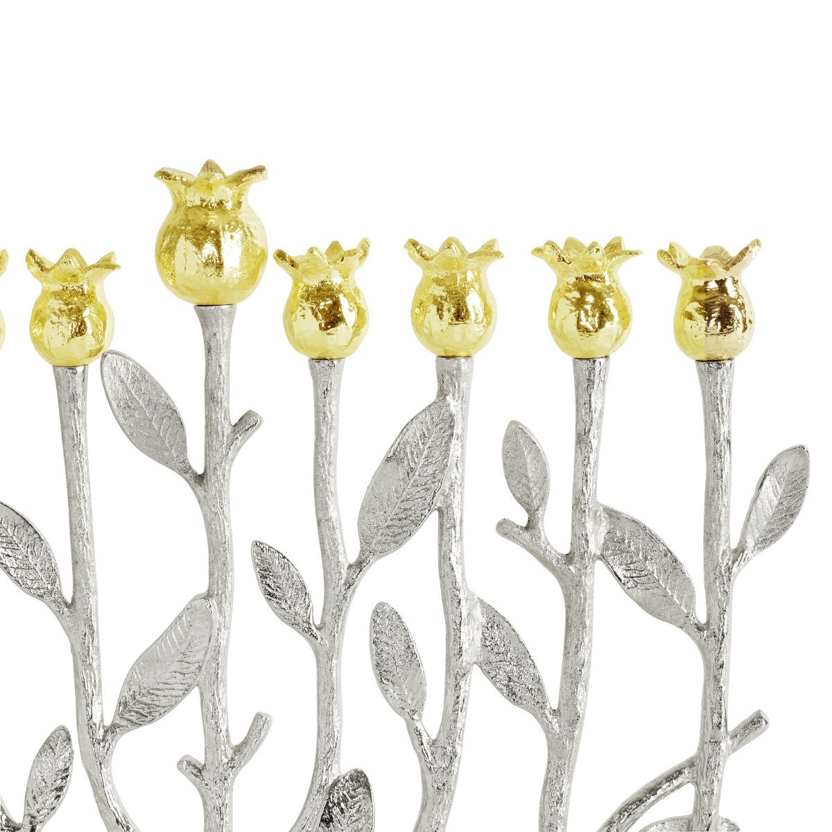 Pomegranate Silver & Gold Menorah - Elegant Hanukkah Candle Holder for Jewish Holidays & Home Decor