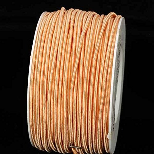 Peach Designer Fabric Wired Craft Ribbon 3.2mm x 110 Yards - Perfect for Gift Wrapping, DIY Crafts, Floral Arrangements & Home Decor