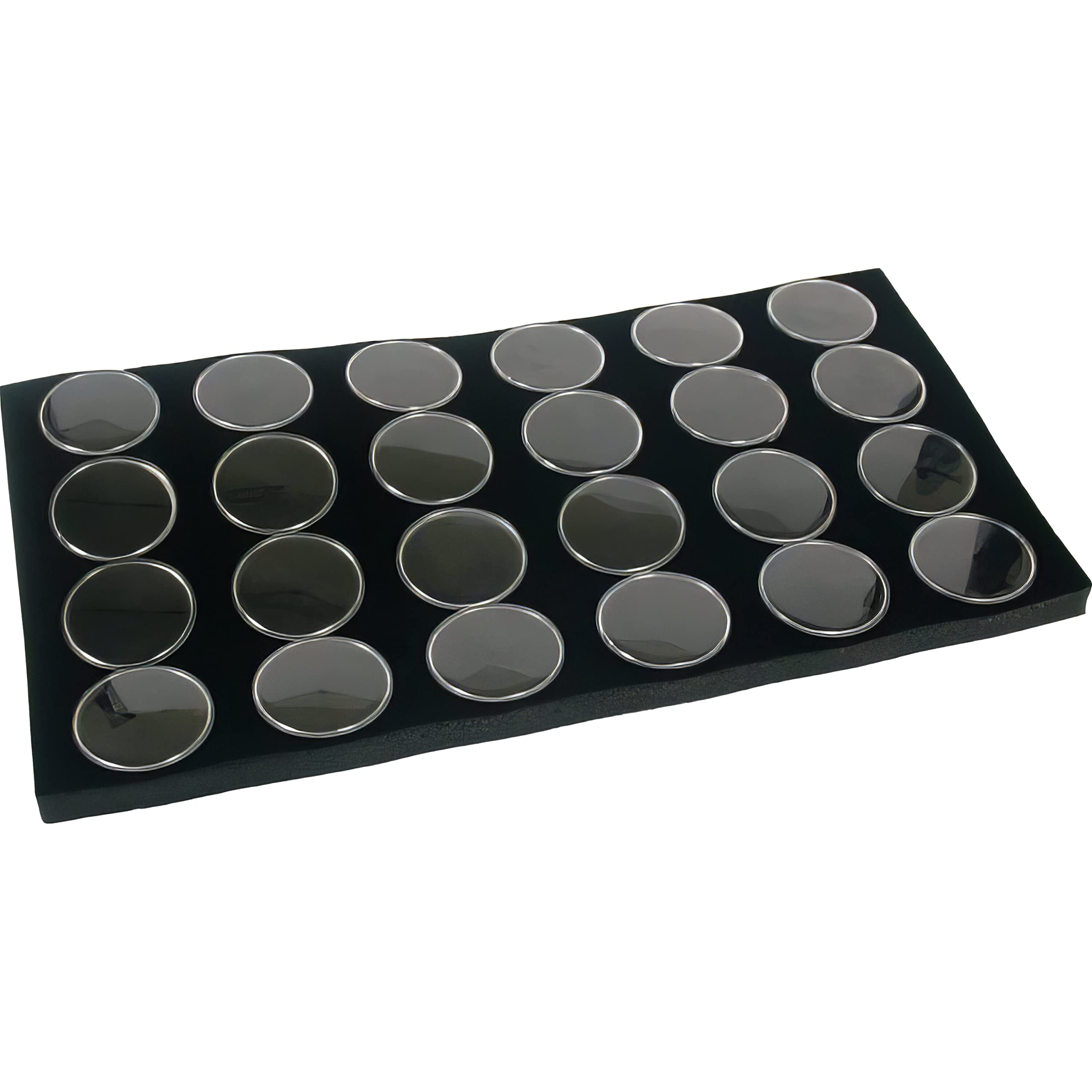 FindingKing Black Glass Top Jewelry Display Case with 24 Gem Jars - Perfect for Jewelry Store, Wedding Ring Showcase & Gift Box Presentation
