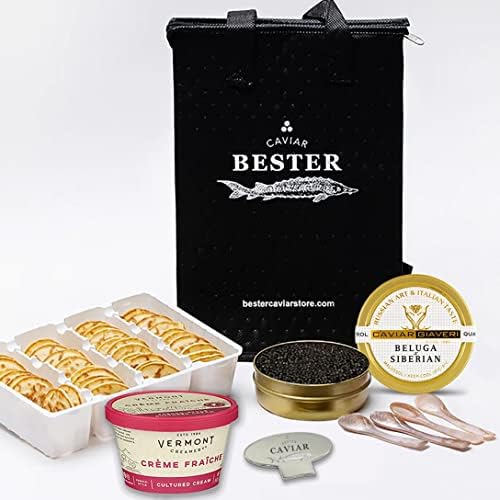 Premium Royal Beluga Hybrid Caviar Gift Set - World's Best Black Caviar (Huso huso x baerii) | 1.75oz (50g) Glass Jar with Free Blinis & Spoons | Gourmet Luxury Food for Special Occasions, Weddings & Gifts