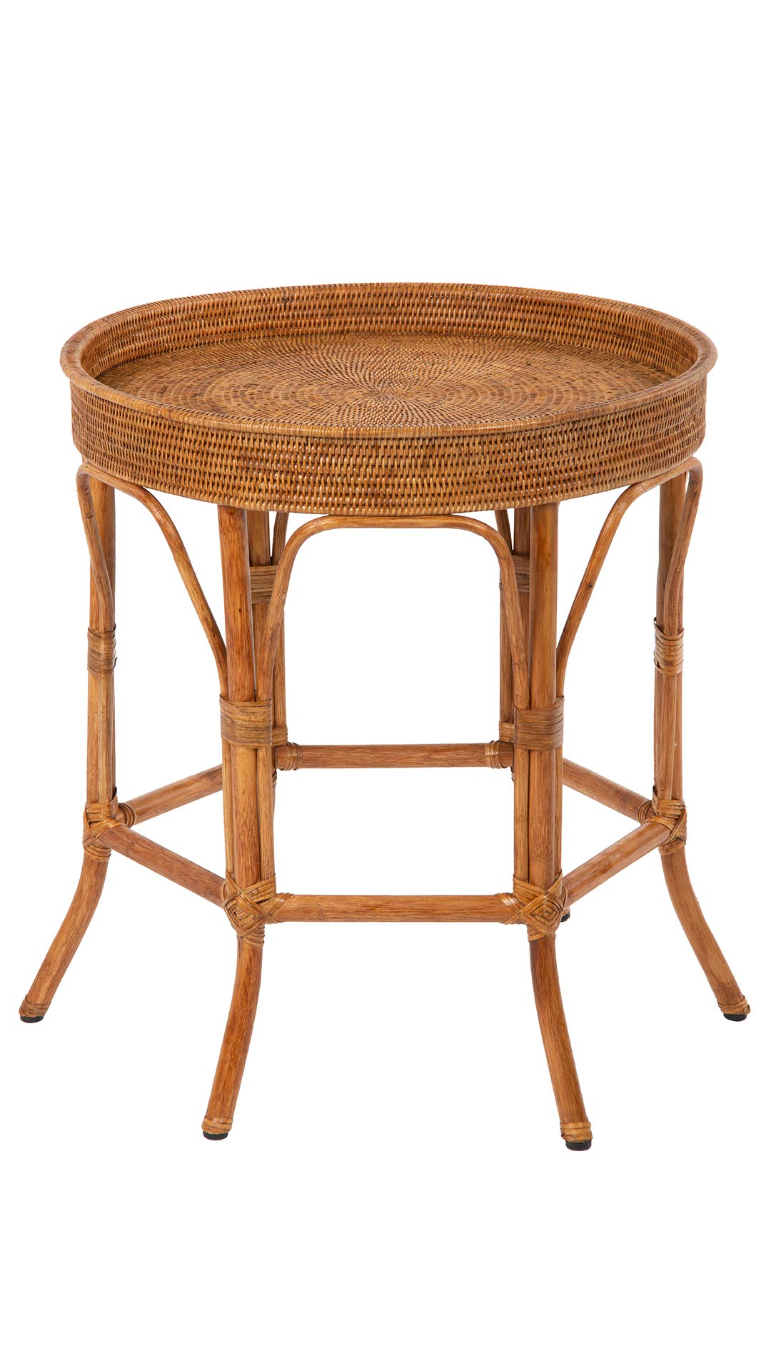 Kouboo La Jolla Rattan Round Side Table and End Table, Honey Brown - Perfect for Patio, Living Room, and Outdoor Furniture Decor