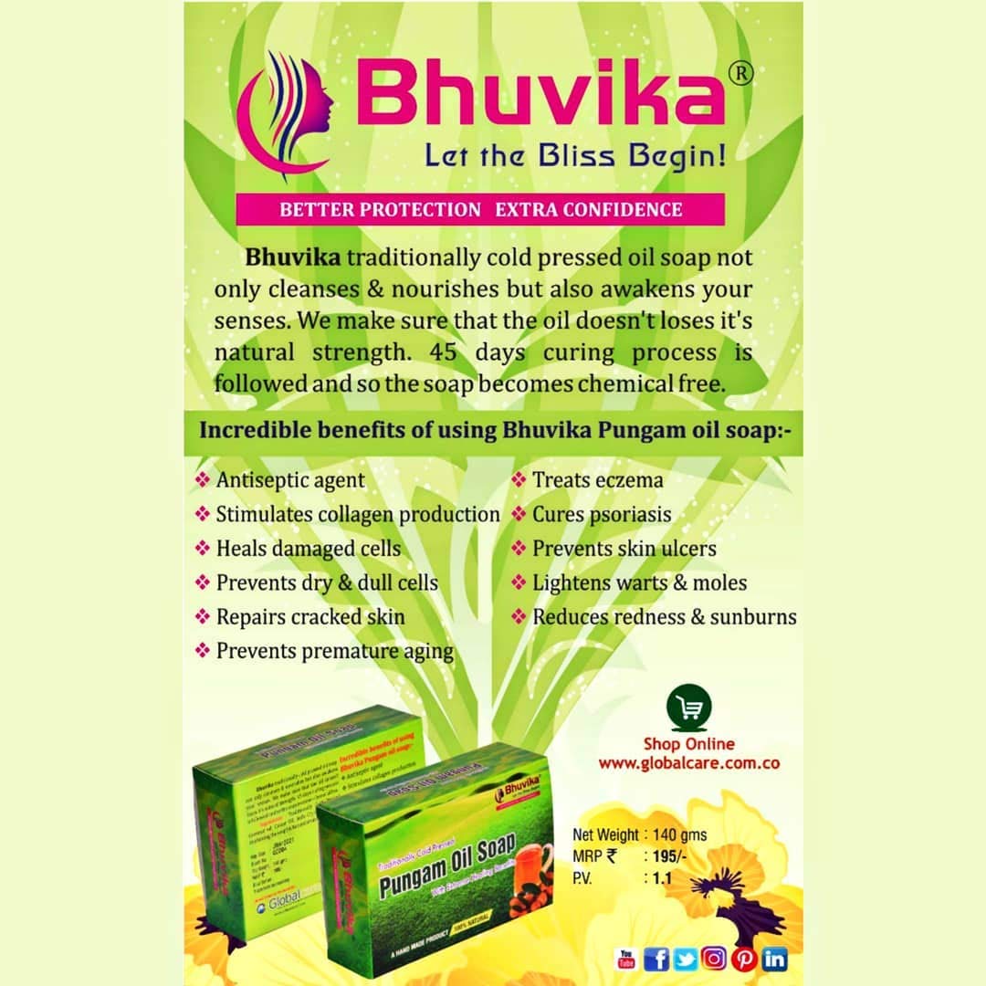 Bhuvika Pungam Oil Soap - 140g Natural Ayurvedic Soap for Glowing Skin & Acne Relief | Perfect for Daily Cleansing, Face & Body Care