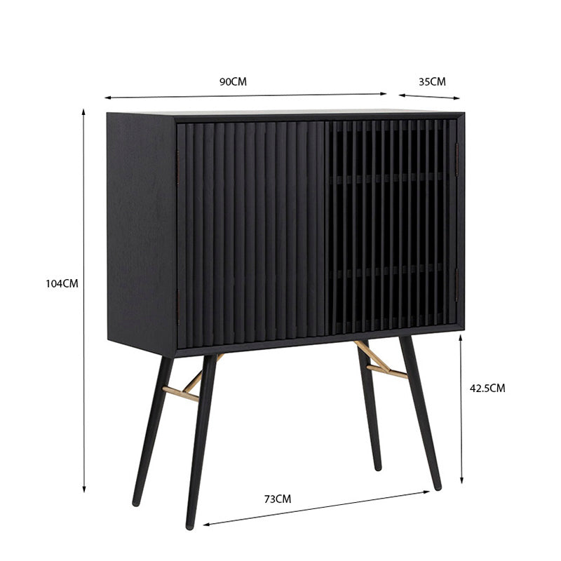ASLOG 90cm Tall Sideboard Cabinet - Modern Black Buffet Storage for Dining Room & Living Room | Perfect for Home Organization & Stylish Decor