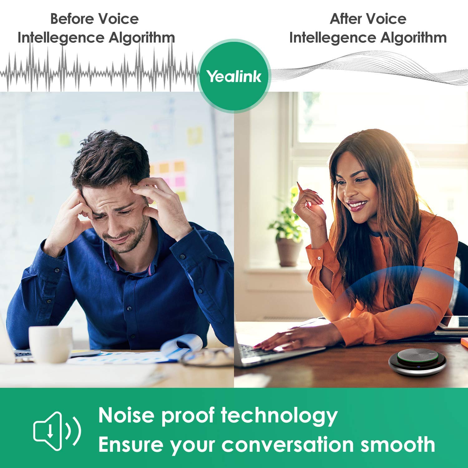 Yealink CP900 Bluetooth Speakerphone - USB Conference Speaker with Microphone, Teams Certified, Wireless, Enhanced Noise Reduction, 360° Voice Pickup (Dongle Not Included) - Perfect for Home Office, Remote Meetings & Video Conferencing