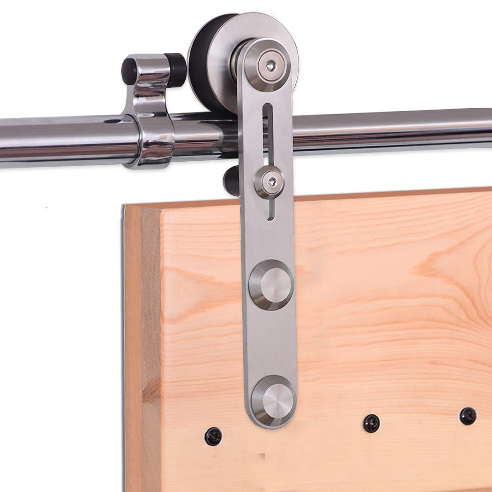 6FT Stainless Steel Sliding Double Barn Door Hardware Track Kit - Heavy Duty, Easy Installation with Round Hangers - Perfect for Farmhouse, Loft, and Industrial Style Homes