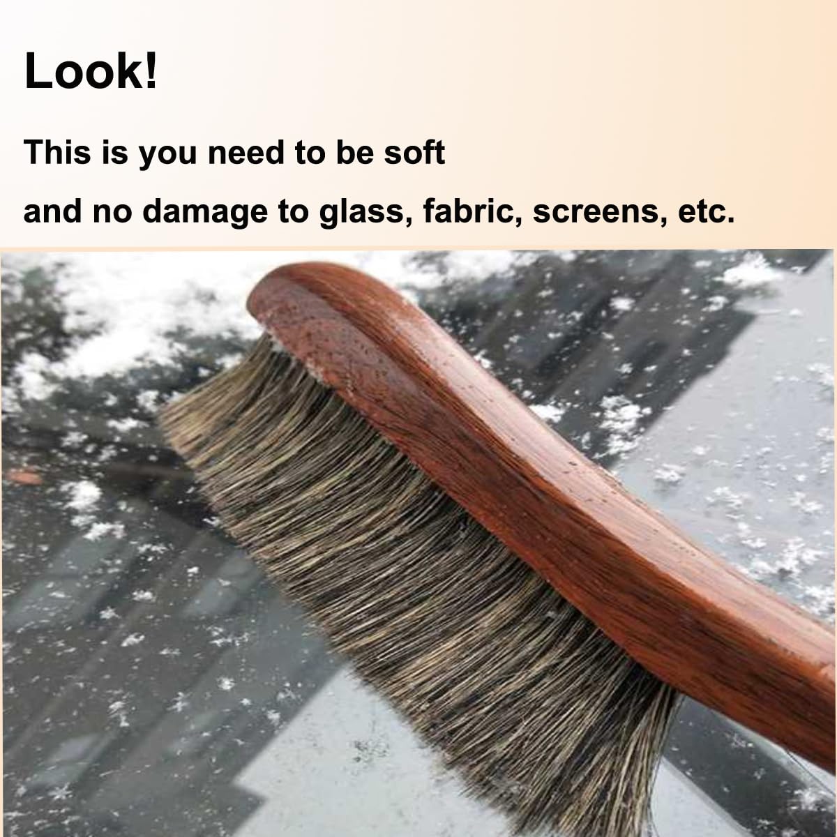 Soft Dust Brush with Long Wooden Handle - 15'' Hand Broom for Home Cleaning, Counter Duster for Bed, Sofa, Furniture, Couch & Car | Perfect for Dusting Hard-to-Reach Areas & Delicate Surfaces