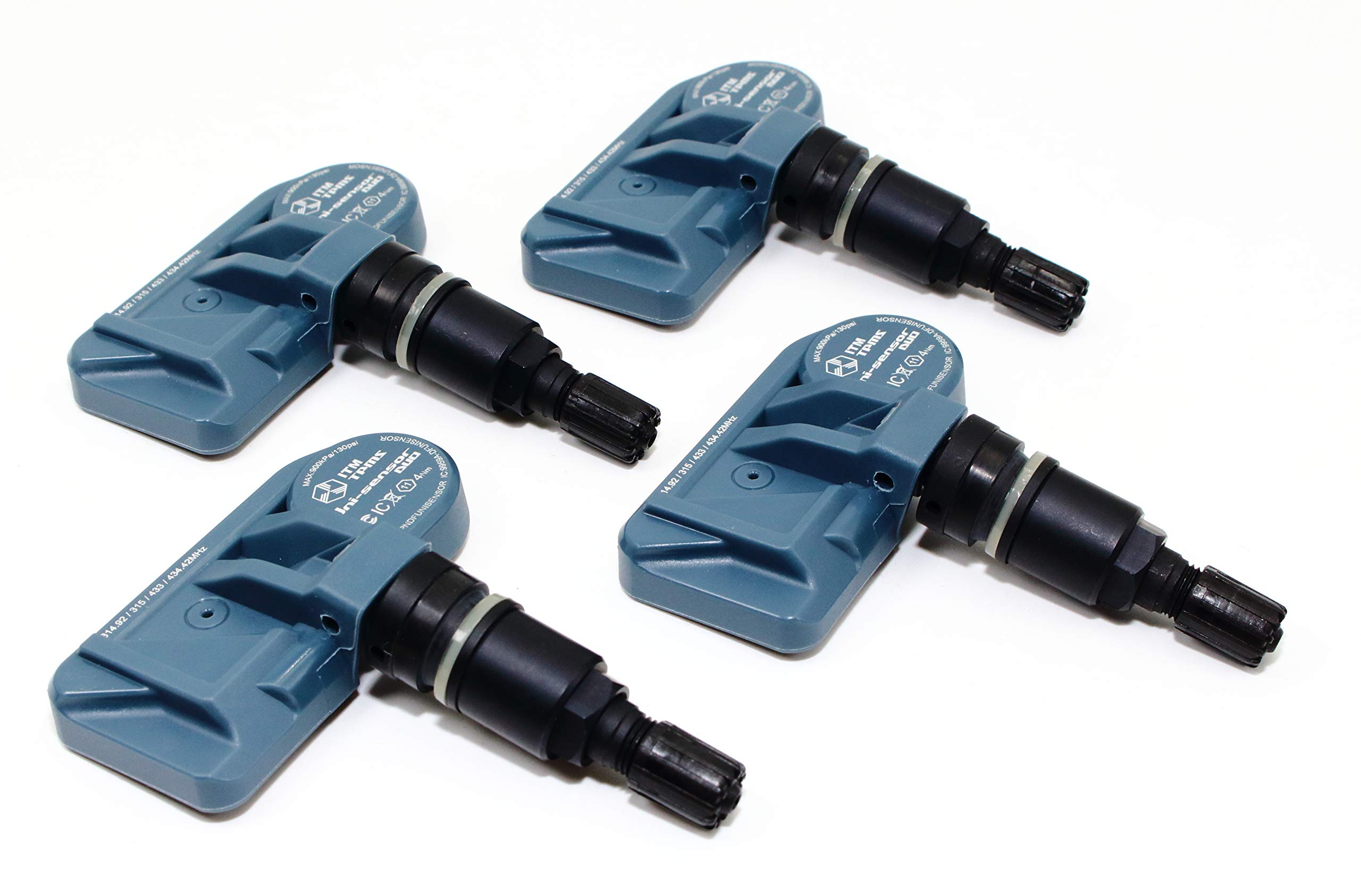 4 Pack 315MHz TPMS Tire Pressure Monitoring Sensors Compatible with Toyota Tundra & Sequoia 2018-2020 - Gloss Black or Matte Black Aluminum Valve Stems (Matte Black) - Easy Installation for Improved Vehicle Safety & Fuel Efficiency