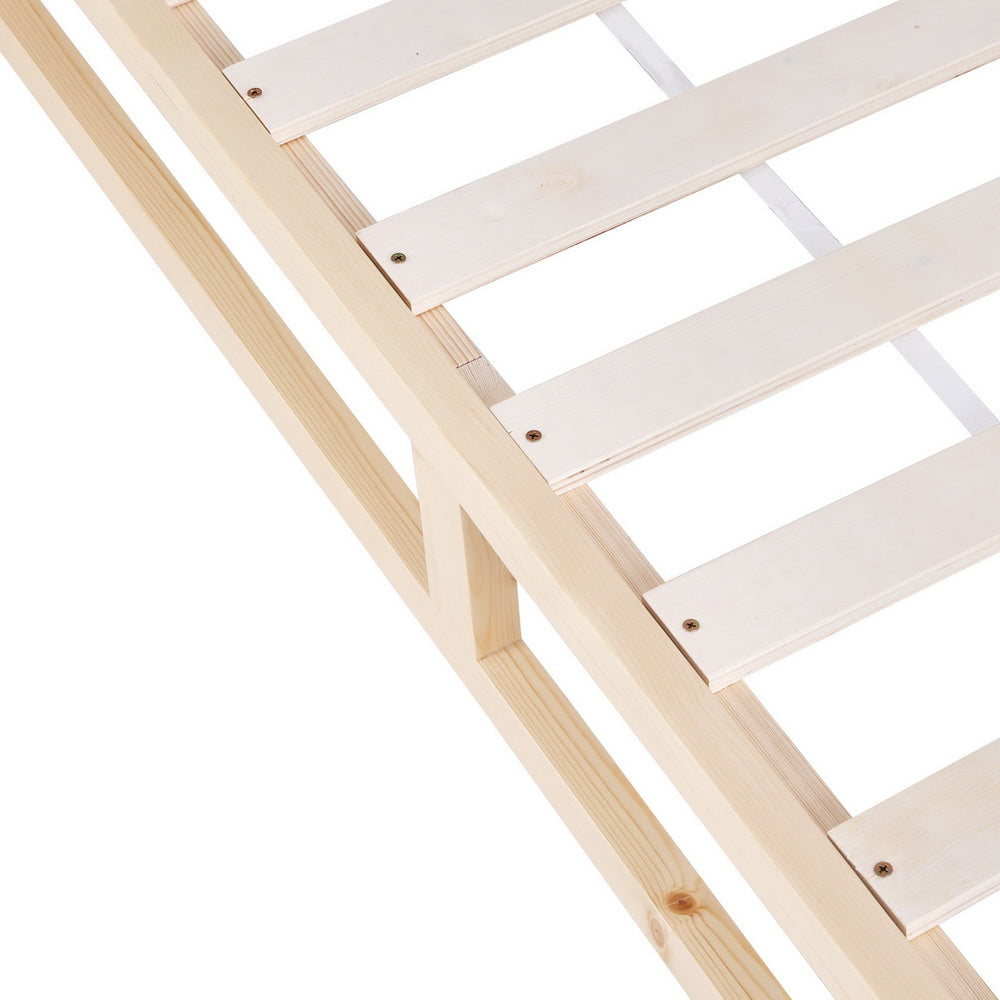 Minimalist Solid Pinewood Bed Frame Queen Size - Sturdy & Eco-Friendly Wooden Bed for Modern Bedrooms, Perfect for Master Bedrooms, Guest Rooms & Dormitories