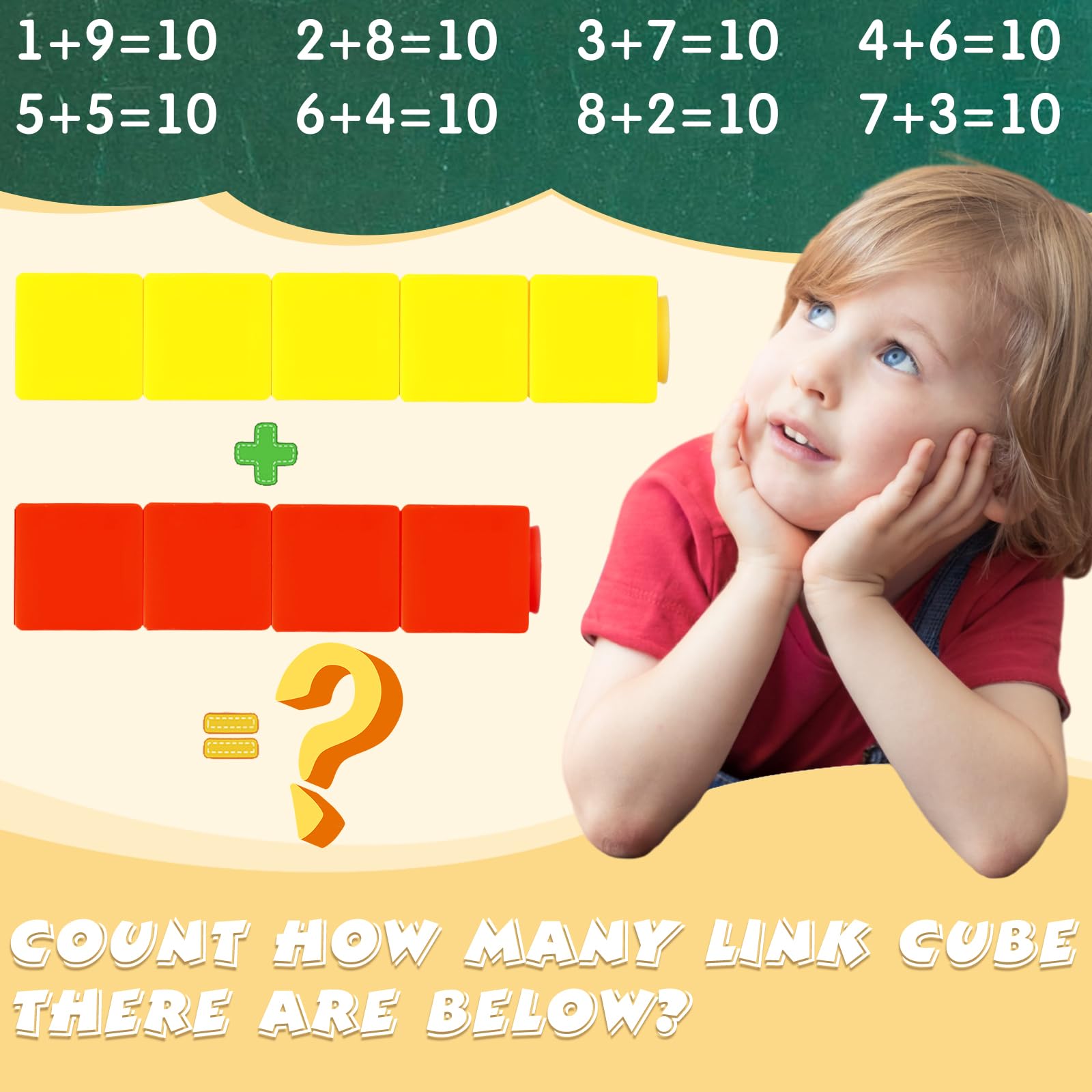 Jenaai 100 Pcs Linking Cubes - Plastic Math Manipulatives for Counting & STEM Learning | Snap Together Blocks for Early Math, Construction Play & Homeschool Preschool Activities | Perfect for Classroom, Homeschool & Educational Games