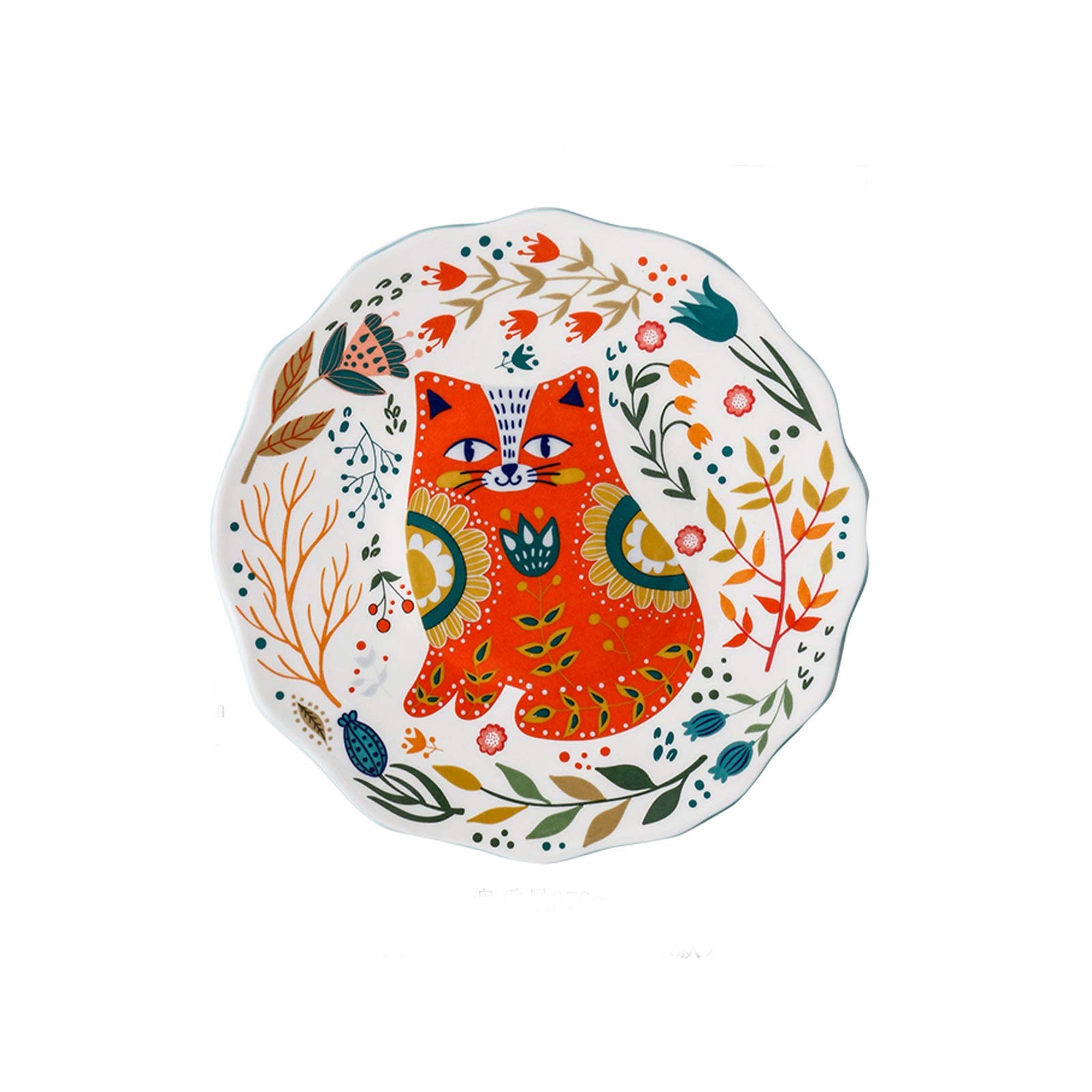 8 Inch Porcelain Dinner Plates - Hand-Painted Decorative Design, Microwave & Dishwasher Safe - Elegant Appetizer, Dessert, Snack Plates for Dining, Parties, and Home Decor