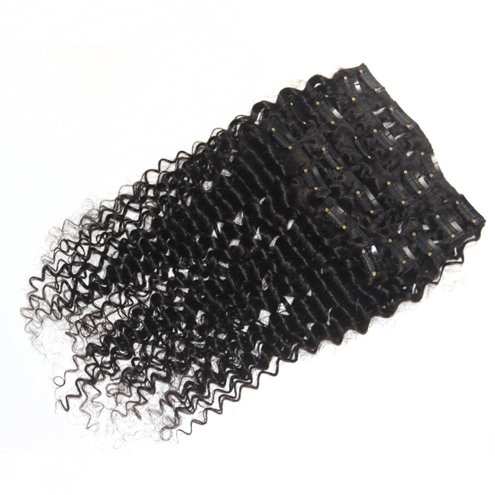 Clip In Curly Hair Extensions 22 Inch Human Hair - 8pcs 120g #1B Off Black Soft Remy Brazilian Hair for Volume & Length | Perfect for Parties, Weddings & Daily Styling