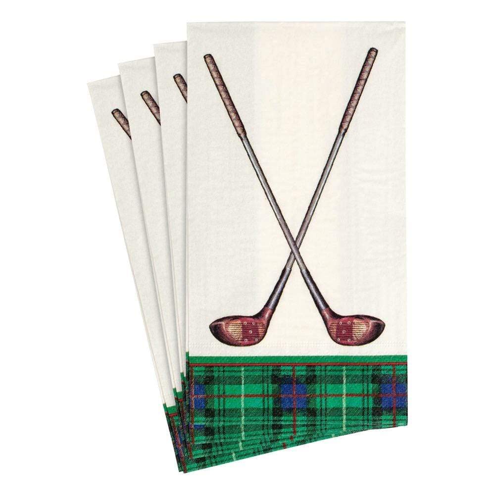 Premium Caspari Golf-Themed Guest Towel Napkins - 4 Packs of 15 Disposable Paper Towels for Parties, Weddings & Country Club Events