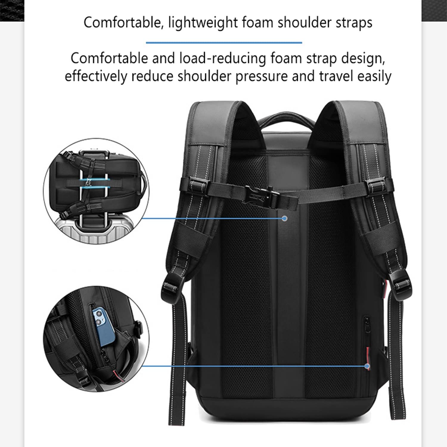 **19 Inch Expandable Laptop Backpack for Men - Large Capacity Vacuum Compression Travel Backpack with Dry/Wet Separation - Perfect for Business, Commuting & Outdoor Adventures (Black)**