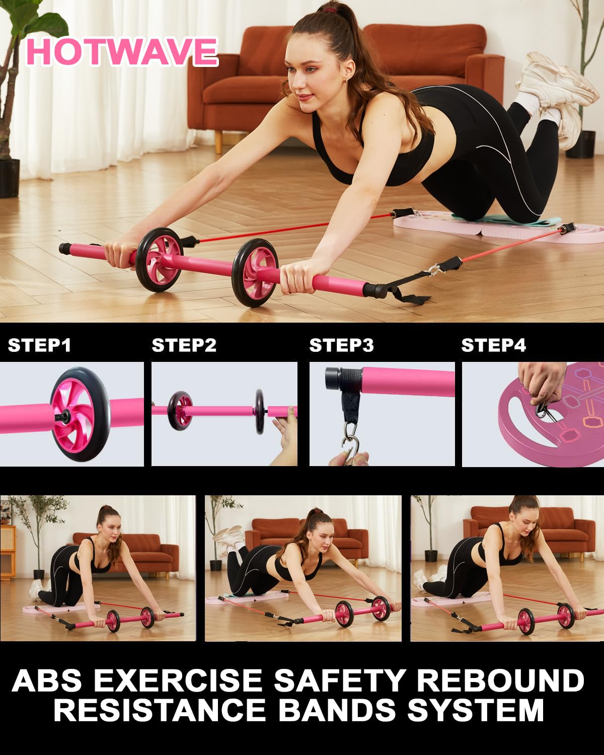 HotWave 20-in-1 Portable Home Gym Equipment Set with Push Up Board, Resistance Bands & Ab Roller Wheel - 16 Premium Fitness Accessories for Full Body Workout at Home, Office or Travel