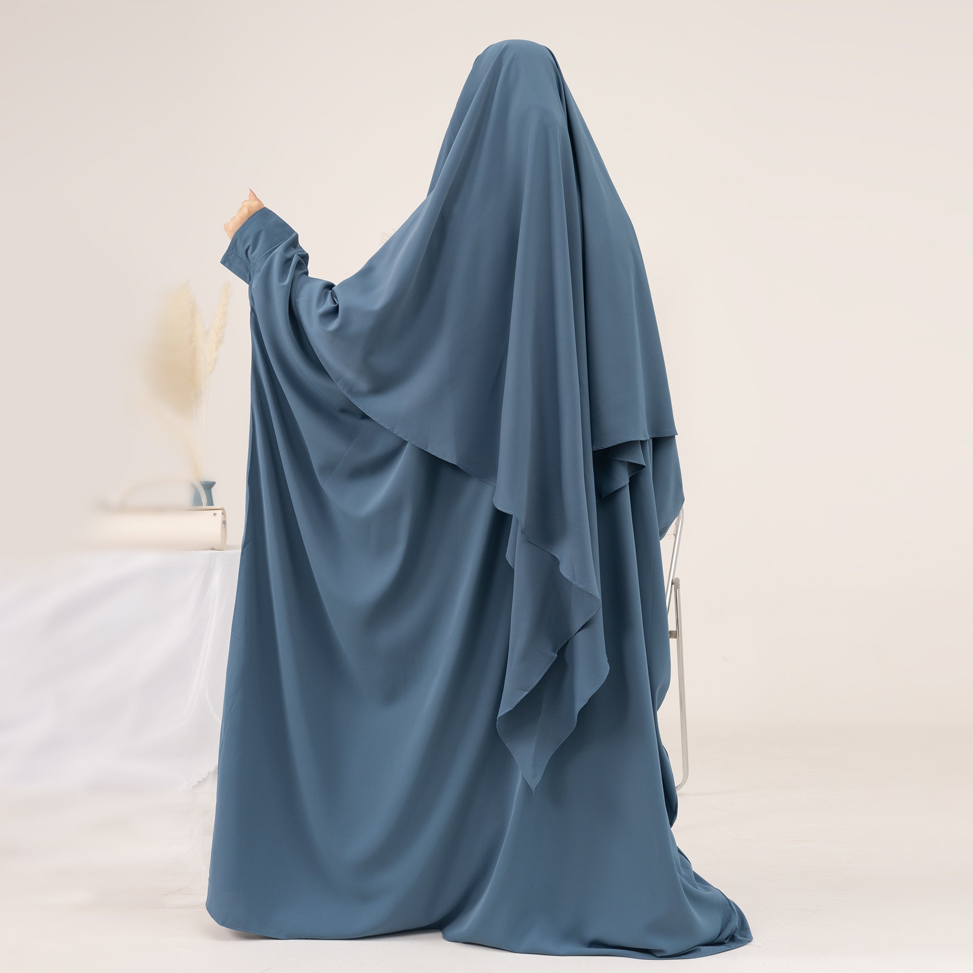 Amira Abaya Set for Women - Elegant Teal Islamic Prayer Dress with Scarf - Perfect for Eid, Ramadan, and Mosque Wear
